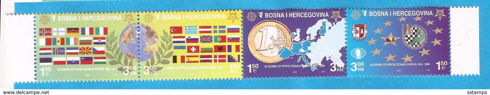 2005  419-22  EUROPA CEPT 50 JAHRE FLAGEN BANDIERE MUENZEN EURO BOSNIA HERZEGOWINA SARAJEVO   MNH - Stamps