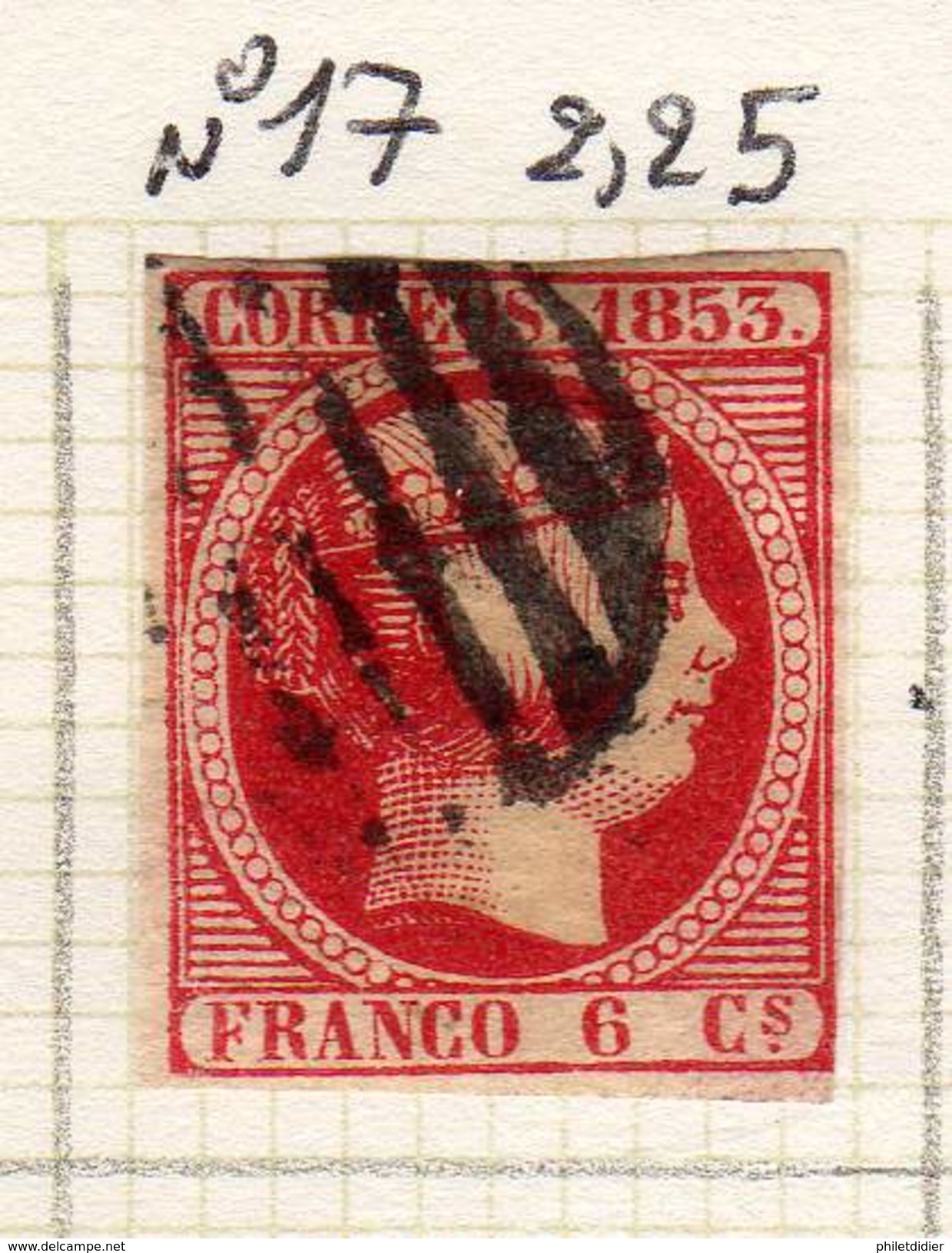 ESPAGNE - ANCIENNE COLLECTION SUR CHARNIERE - YT N° 17 COTE 2.25 &euro; TRES BEAU SANS DEFAUT - Used Stamps