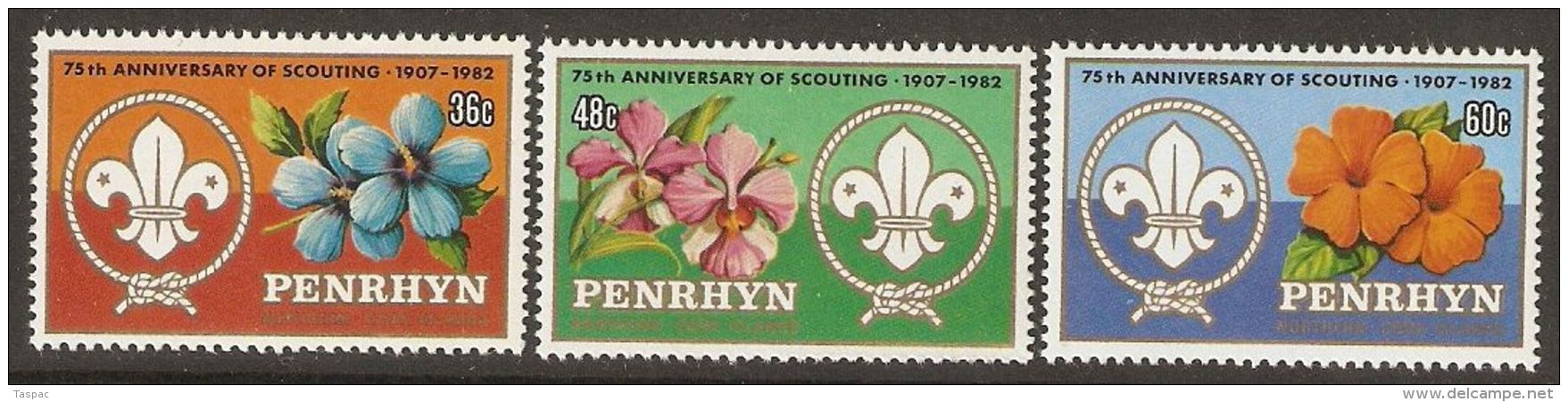 Penrhyn 1983 Mi# 302-304 ** MNH - Scouting Year / Tropical Flowers - Sonstige & Ohne Zuordnung