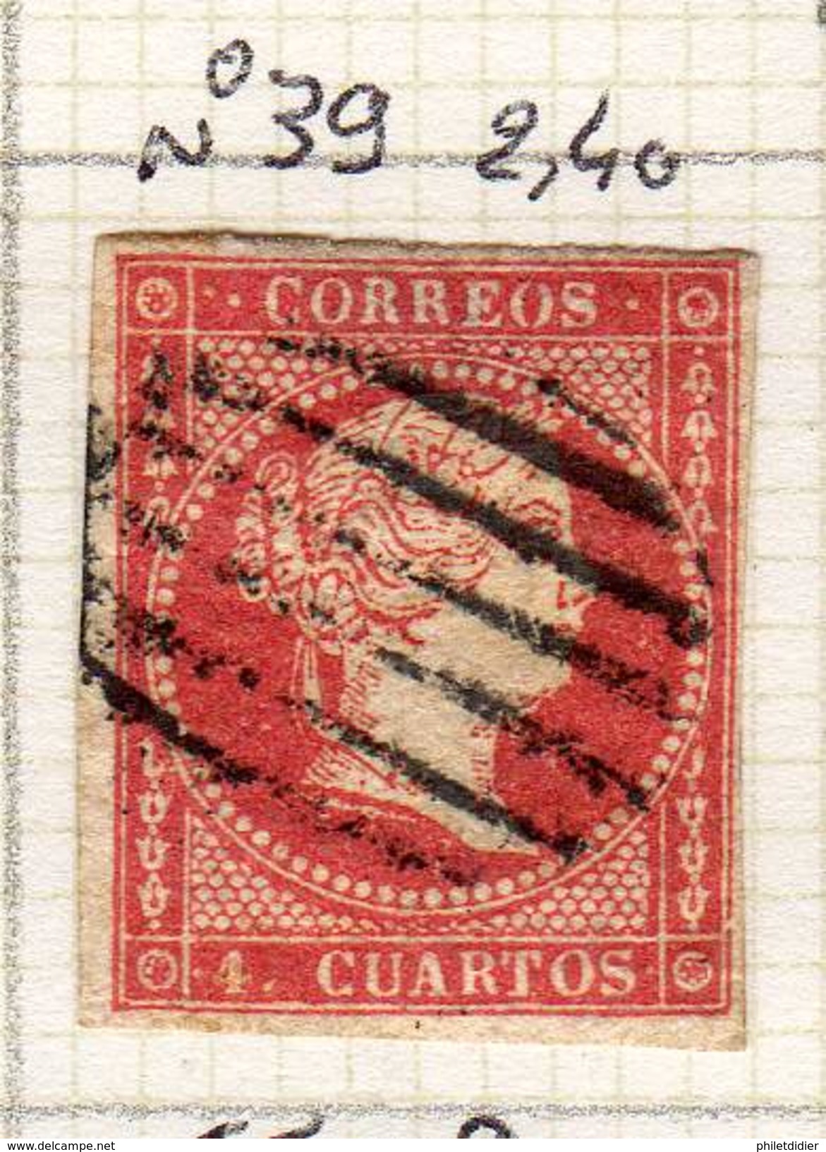 ESPAGNE - ANCIENNE COLLECTION SUR CHARNIERE - YT N° 39 COTE 2.40 &euro; - Gebraucht