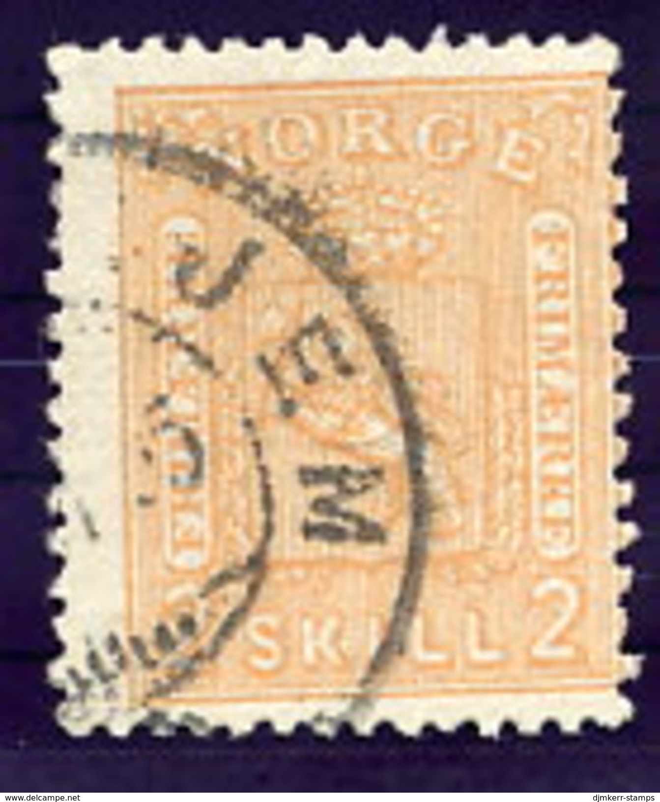 NORWAY 1867 Arms 2 Sk.  Used. Michel 12 - Usados