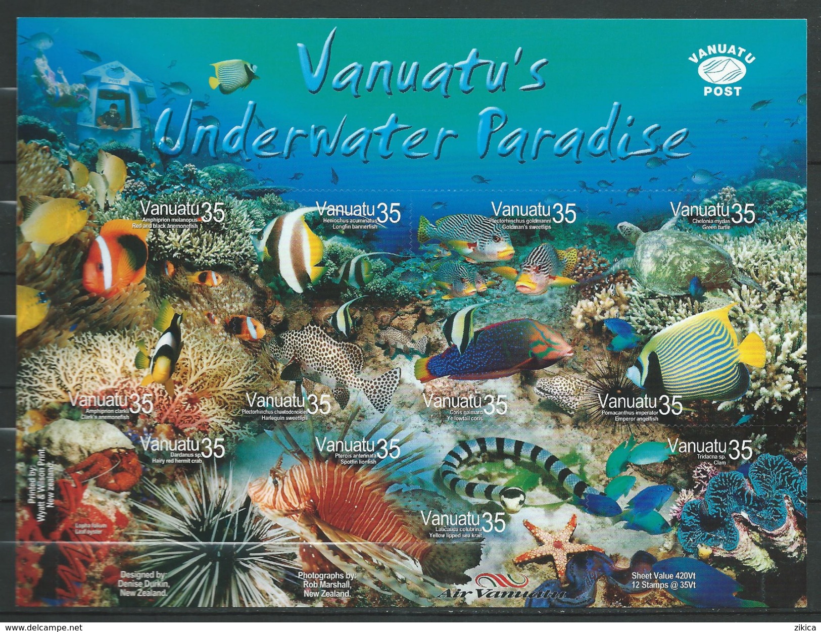 Vanuatu 2004 Tropical Marine Life - Self-Adhesive.fishes.S/S.MNH - Vanuatu (1980-...)