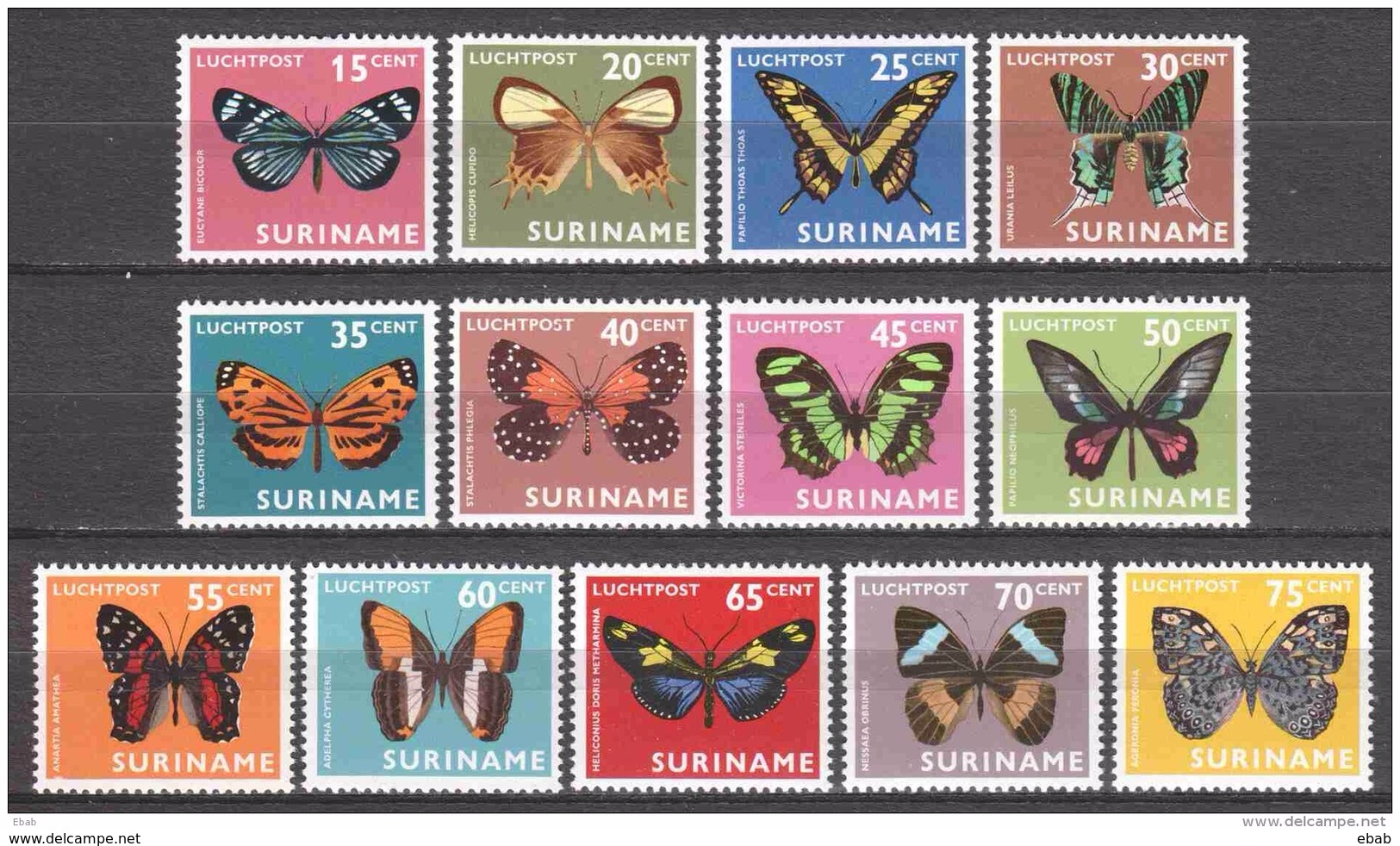 Surinam 1972 Mi 623-635 MNH BUTTERFLIES - Schmetterlinge