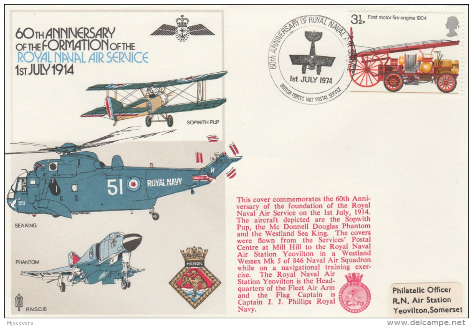 1974  Special WESTLAND WESSEX MK5 HELICOPTER TRAINING FLIGHT COVER Anniv RNAS Aviation Stamps Gb - Hubschrauber