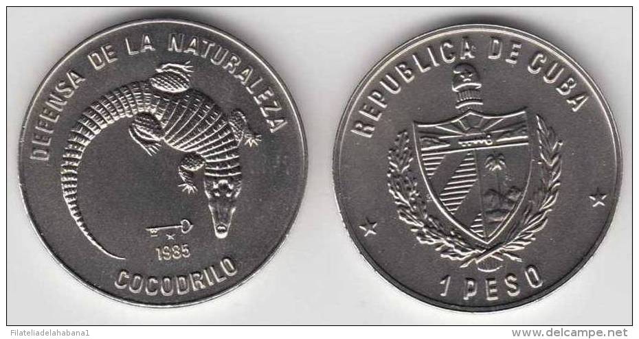 1985-MN-102 CUBA 1$ 1985. COCODRILE. LIZARD. FAUNA. UNC. CU-NI - Cuba