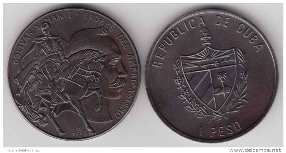 1993-MN-103 CUBA 1$ 1993 HORSE JOSE MARTI &amp; SIMON BOLIVAR. UNC. COBRE PATINADO - Cuba