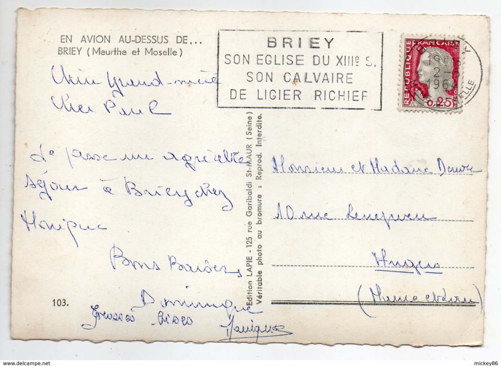 BRIEY--1964-Souvenir--Multivues Aériennes--En Avion Au-dessus,cpsm 15 X 10 N°103 éd LAPIE..pas Très Courante - Briey