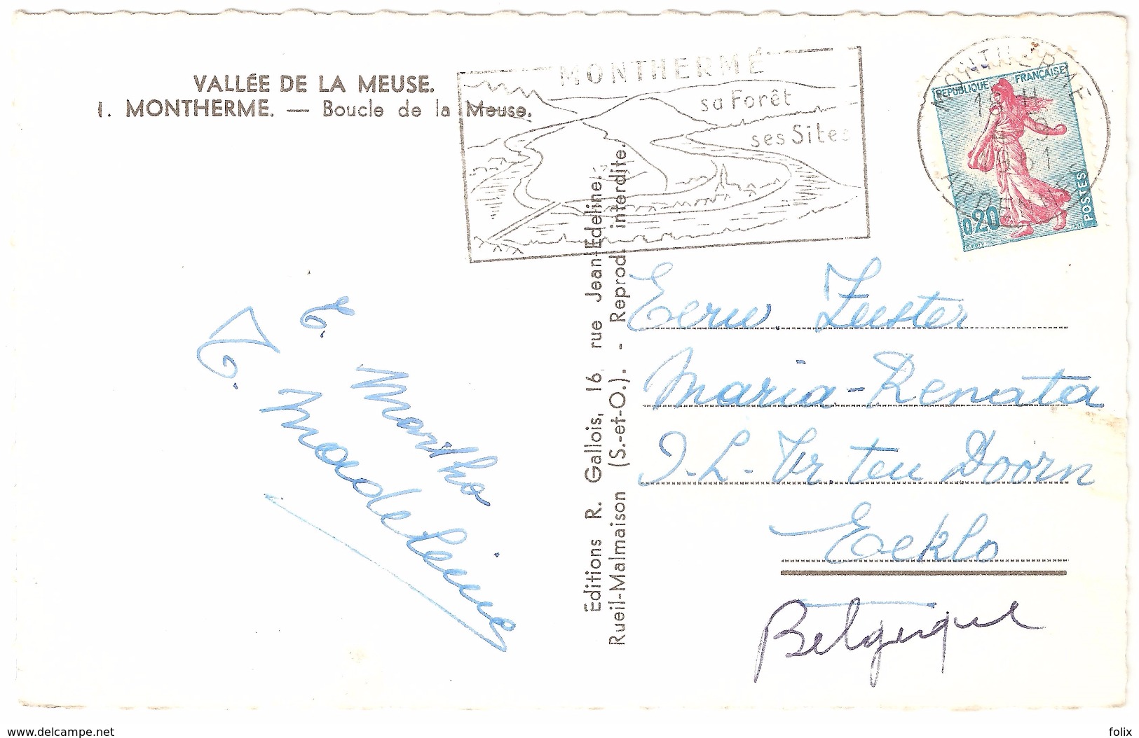 Montherme - Boucle De La Meuse - Edit. R. Gallois - Carte Photo - 1961 - Montherme
