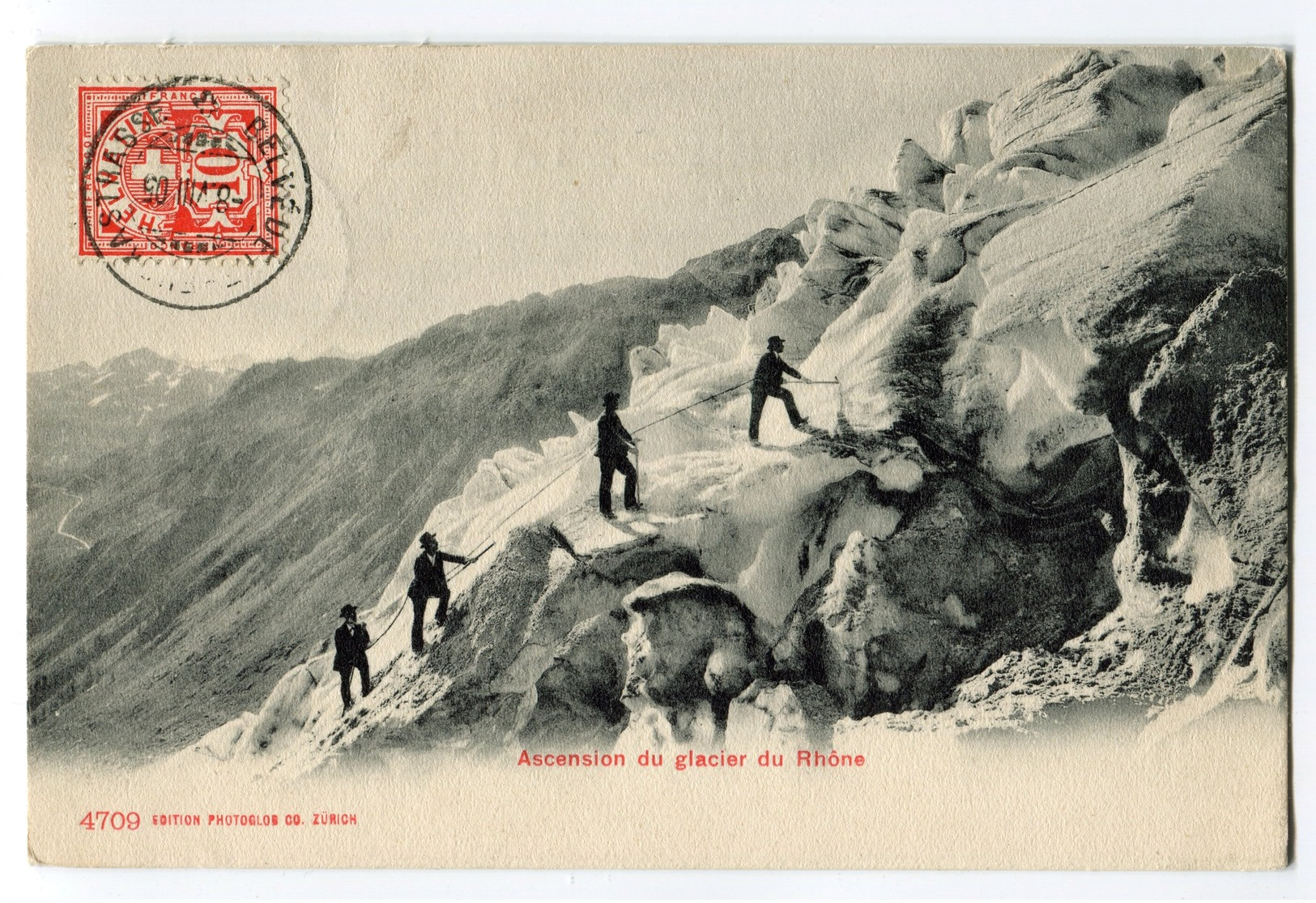 Schweiz Heimat VS BELVEDERE-FURKASTRASSE 8-8-1905 Auf  Ansichtskarte Bergsteiger Photoglob #4709 - Briefe U. Dokumente
