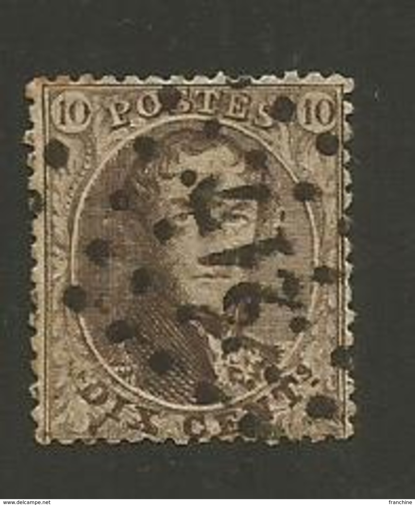 1863 - COB N° 14B - Dent. 14 1/2 X 14 1/2 - Oblitéré 217  LIEGE -  Voir Description - 1863-1864 Medaillen (13/16)