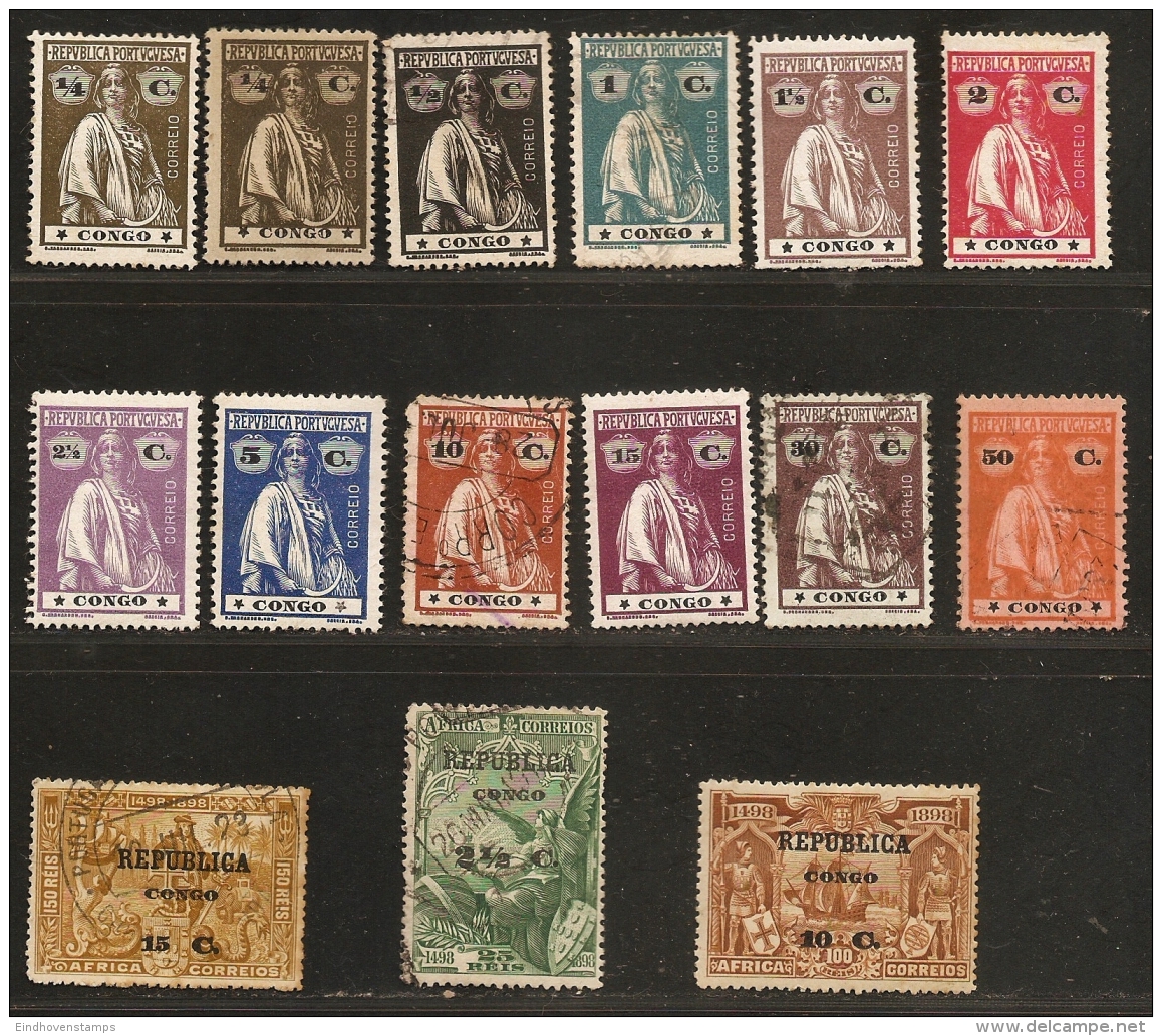 Congo Portuguesa - Angola - Cabinda 1913-1914 -  With Ceres Type - 15 Stamps  Unused/cancelled - Portuguese Congo