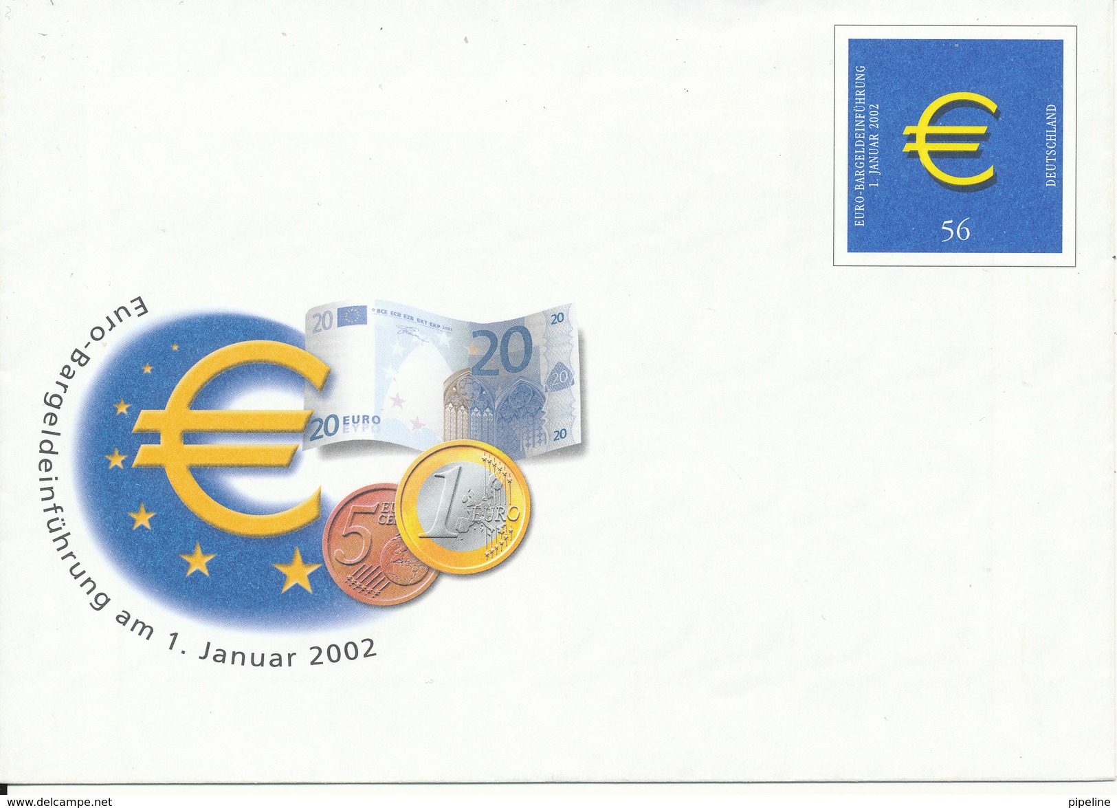 Germany Postal Stationery Cover In Mint Condition Euro Am 1-1-2002 - Buste - Nuovi