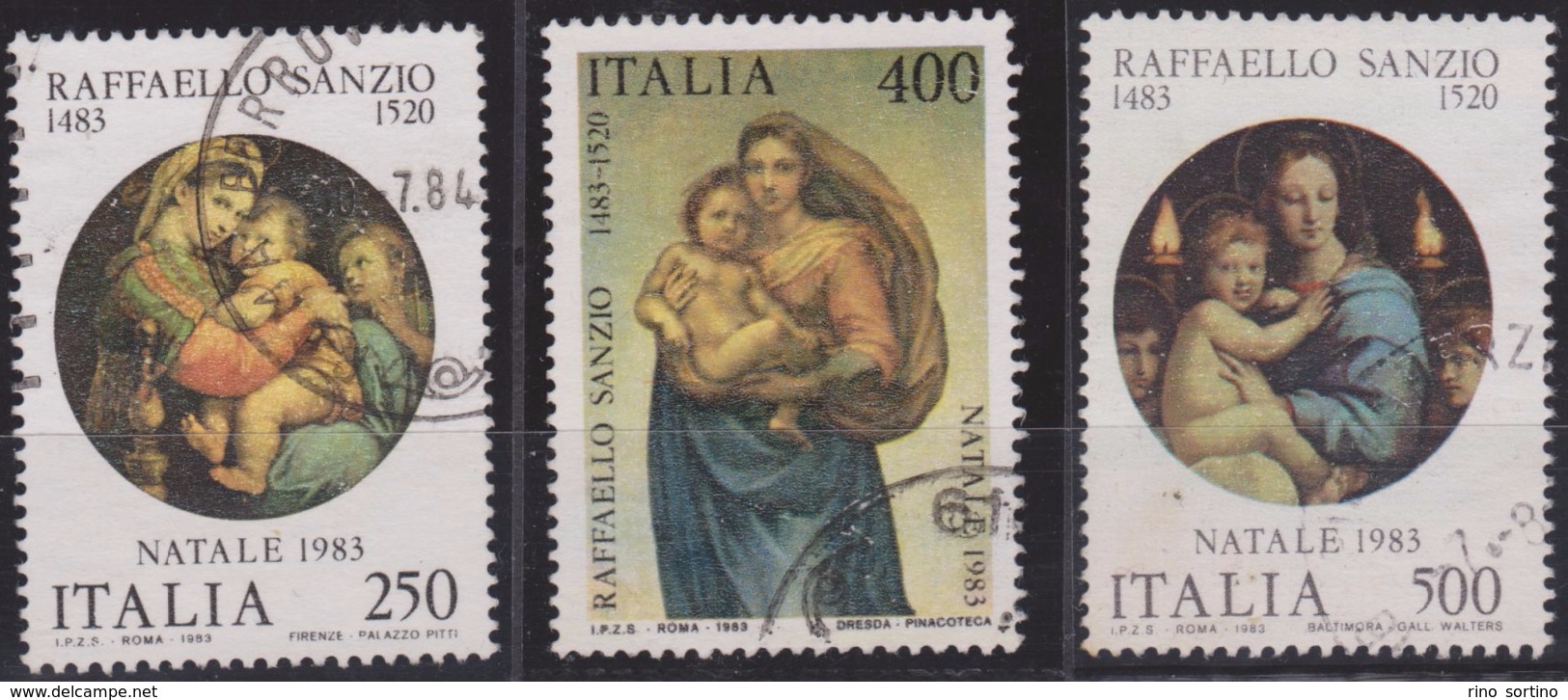 ITALIA - Serie 3 Valori Usati - Natale 1983. 5° Centenario Della Nascita Di Raffaello Sanzio - 10.11.1983 - 1981-90: Gebraucht