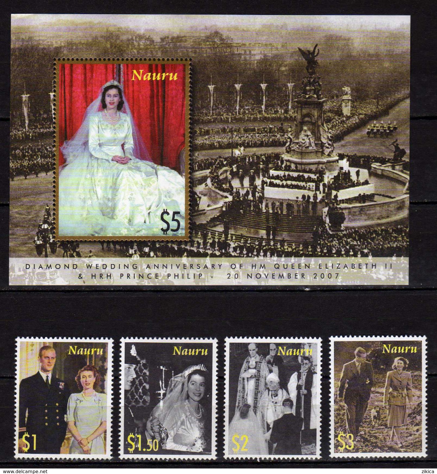 Nauru 2007 Queen Elizabeth II & Prince Phillip - Dianmon Wedding Anniversary.S/S And Stamps.MNH - Nauru