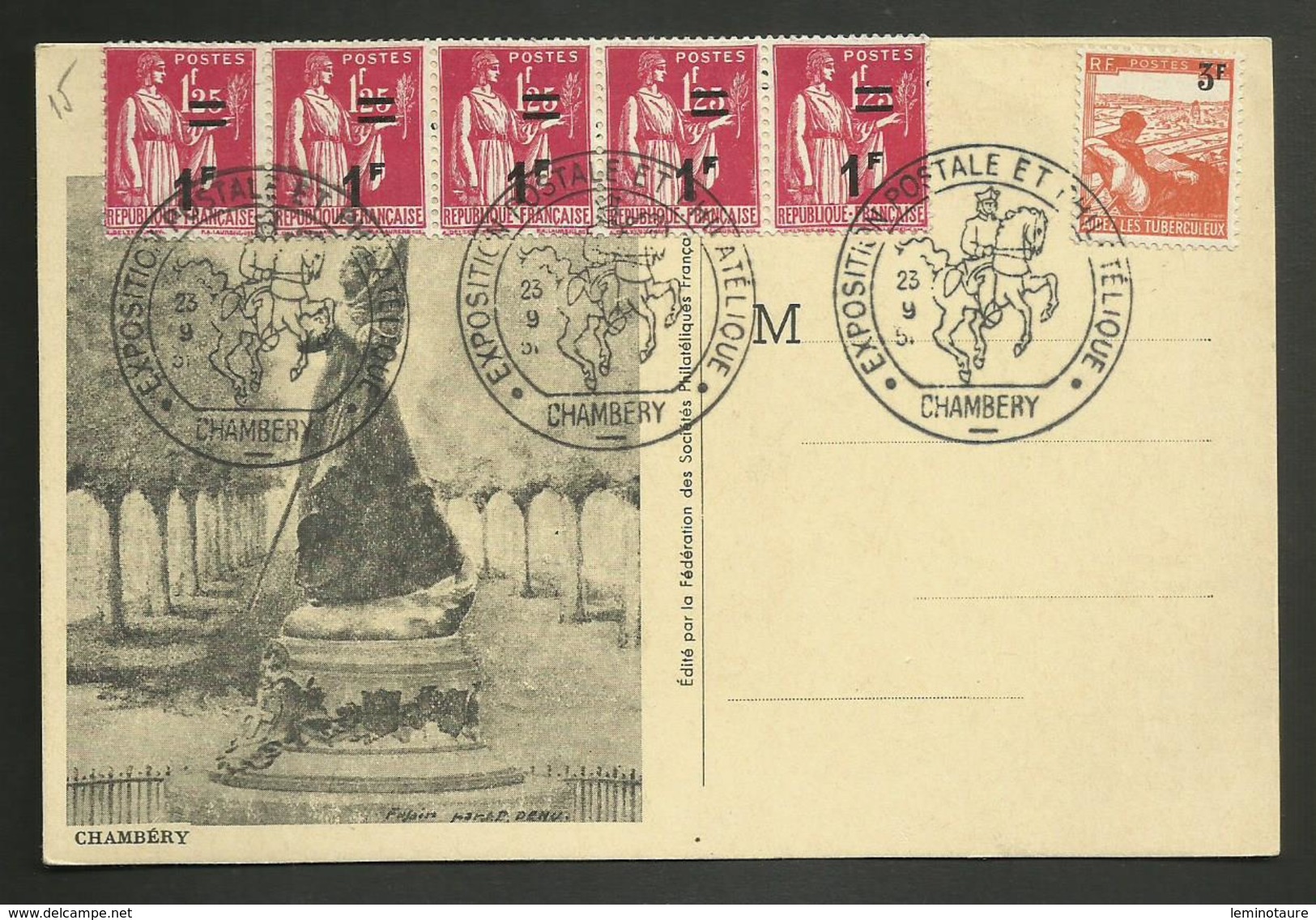 73 - SAVOIE / Septembre 1951 / CHAMBERY Exposition Postale Et Philatélique - Commemorative Postmarks