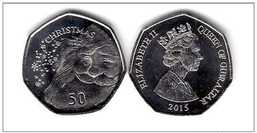 [D*] GIBRALTAR  2015   50 PENCE  50P   CHRISTMAS   UNC- - Gibraltar