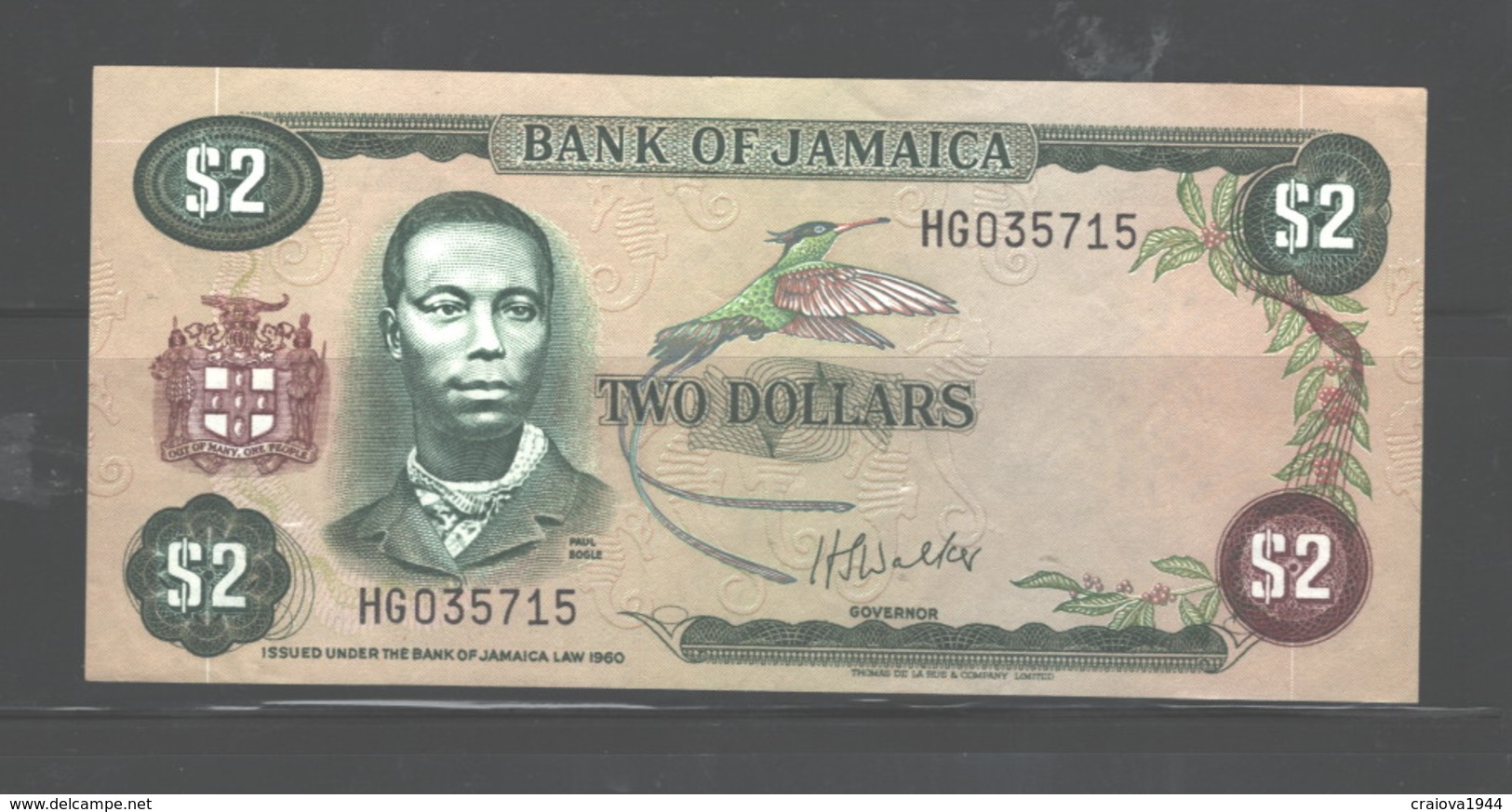 JAMAICA $2 1960, (IN MY OPINION), UNC - Giamaica