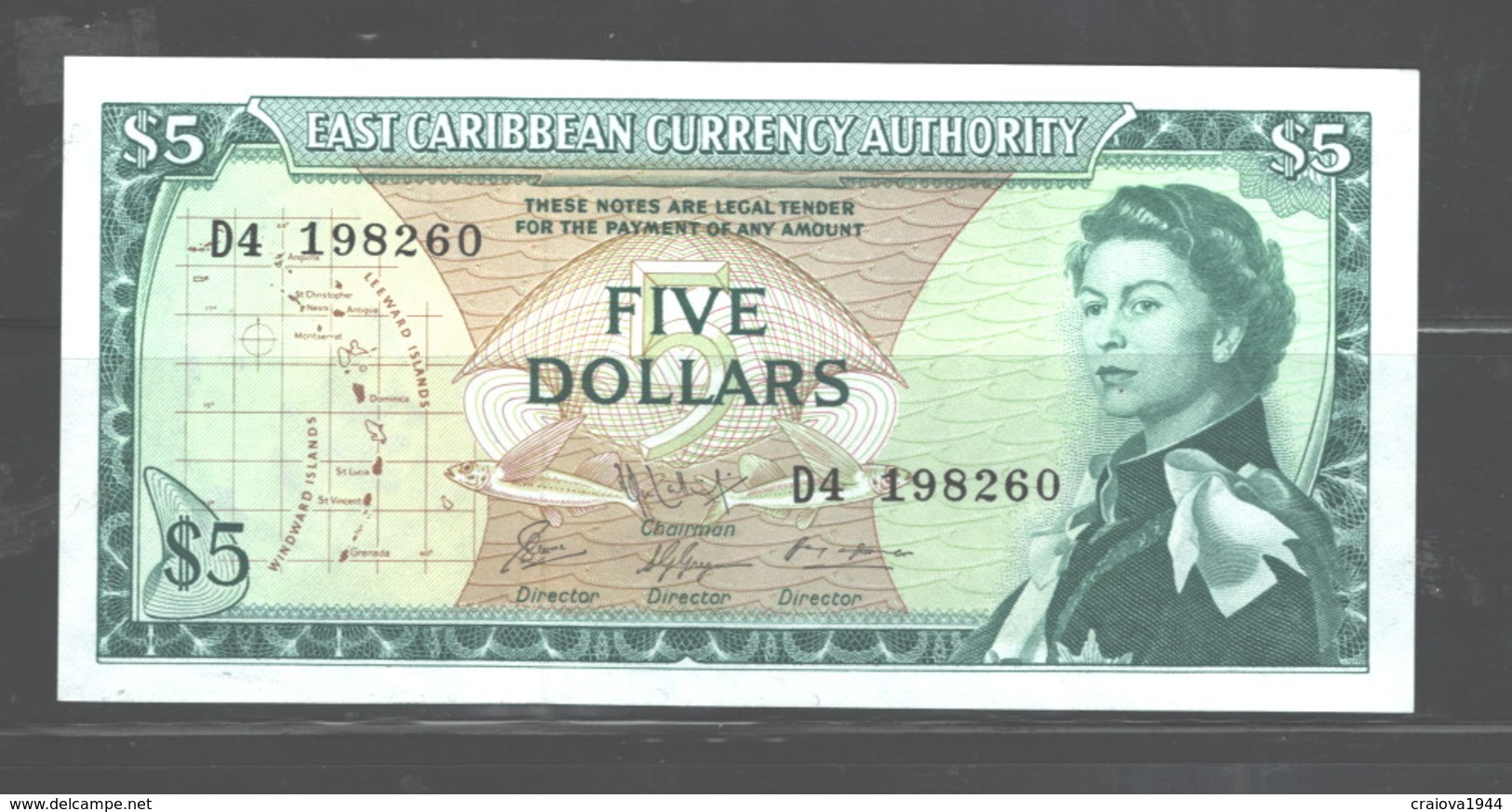 EAST CARIBBEAN CURRENCY AUTHORITY $5 1965, IN MY OPINION IS UNC - Ostkaribik