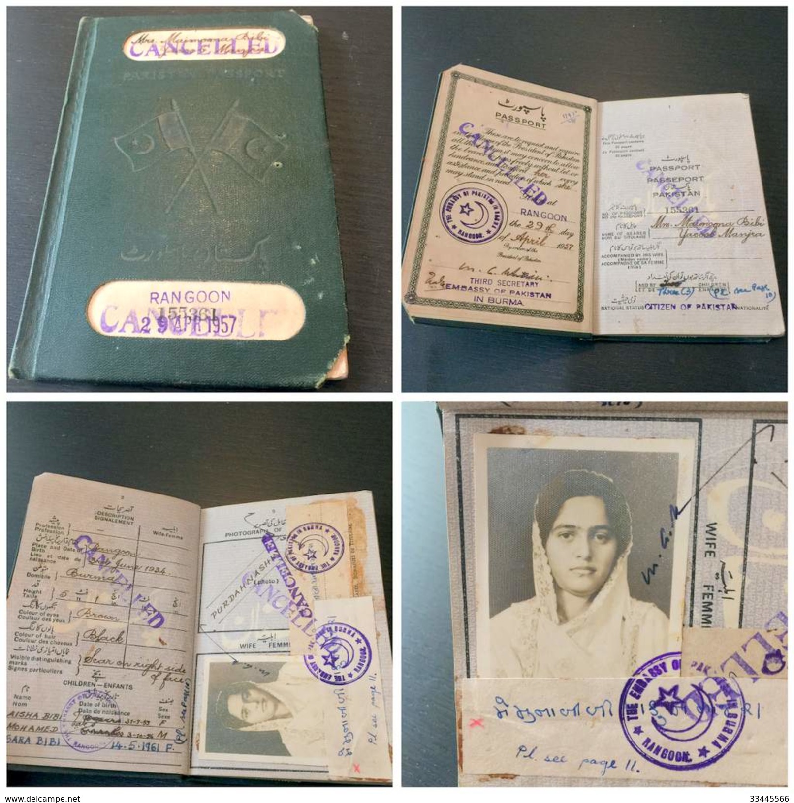 Pakistan 1957 Passeport Passport Reisepass Isuued In Rangoon, Burma W Plenty Of Visas - Documents Historiques