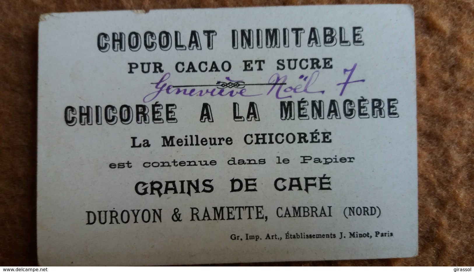 CHROMO LE CHAT BOTTE  CONTE ENFANTS CHOCOLAT CHICOREE A LA MENAGERE  DUROYON RAMETTE CAMBRAI NORD - Duroyon & Ramette