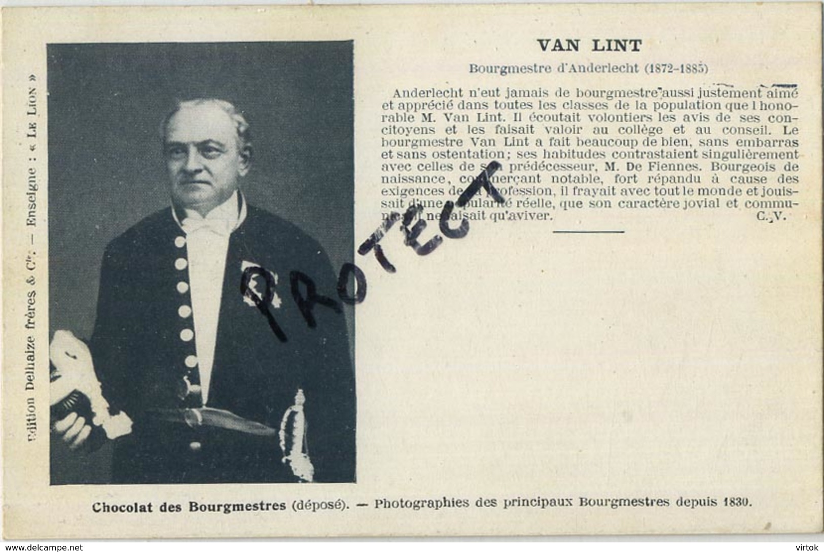 Anderlecht : Bourgmestre - Burgemeester : Van Lint   ( See Scans For Detail ) - Anderlecht