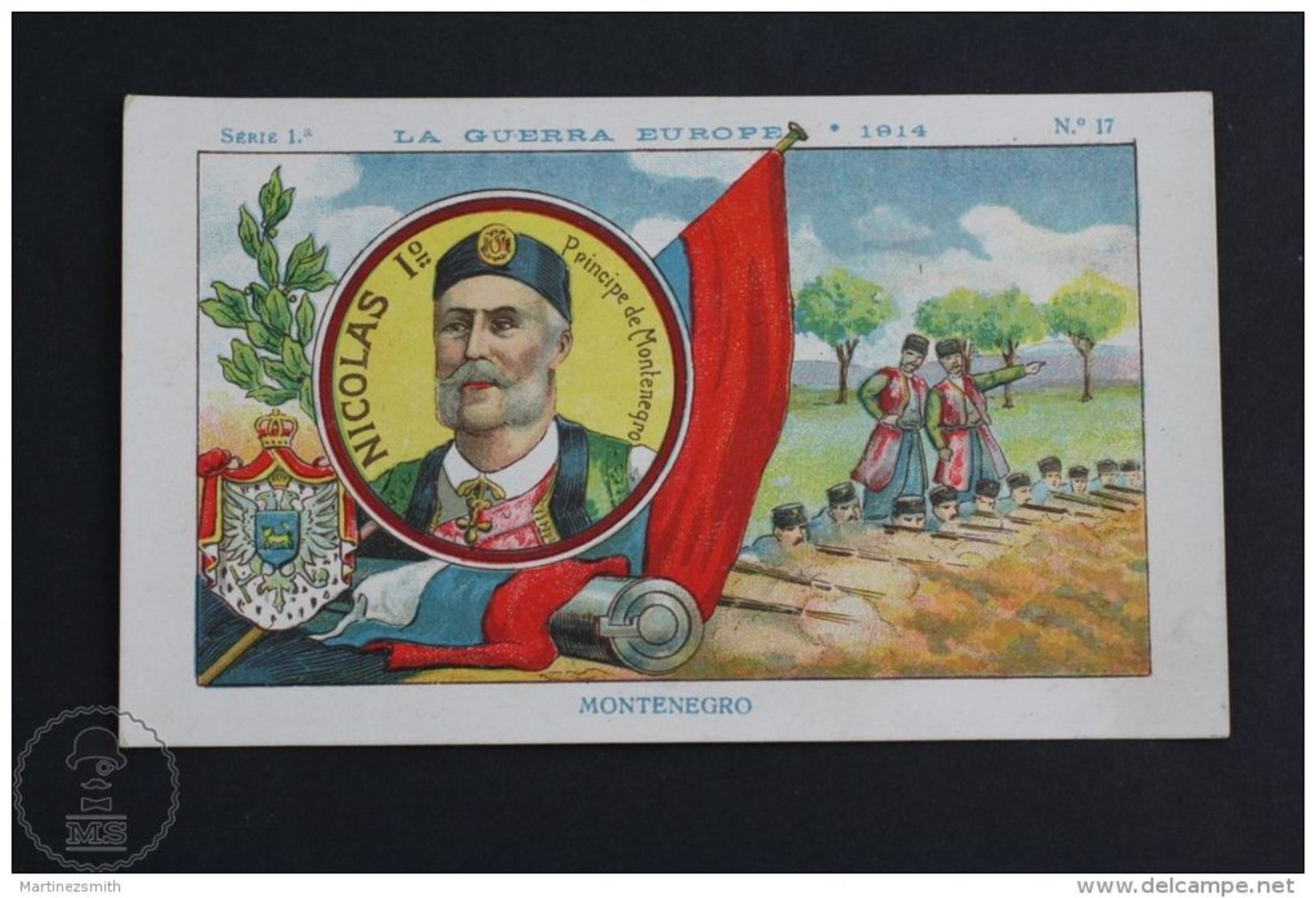 Old 1920's WW1 Trading Card/ Chromo -The European War -Nicholas I Of Montenegro - Other & Unclassified