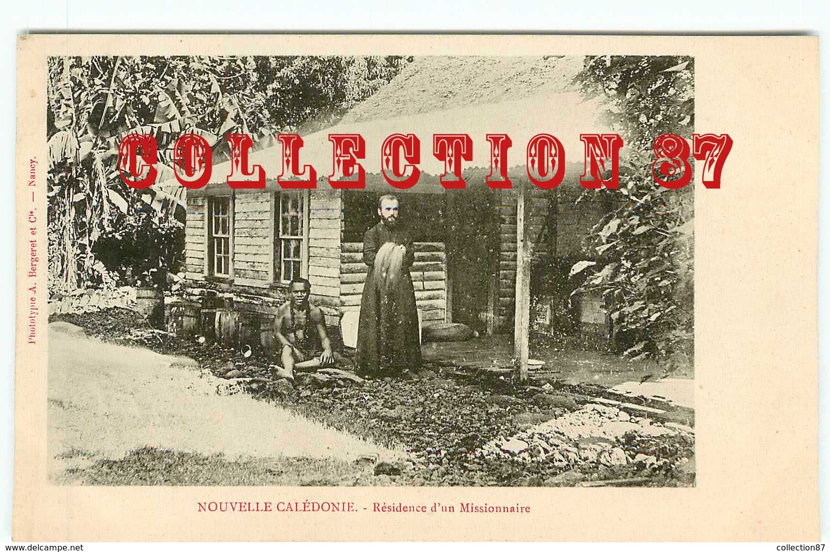 CANAQUE De NOUVELLE CALEDONIE Et RESIDENCE D'un MISSIONNAIRE - CARTE 1900 LEGENDE ROUGE - Oceanië