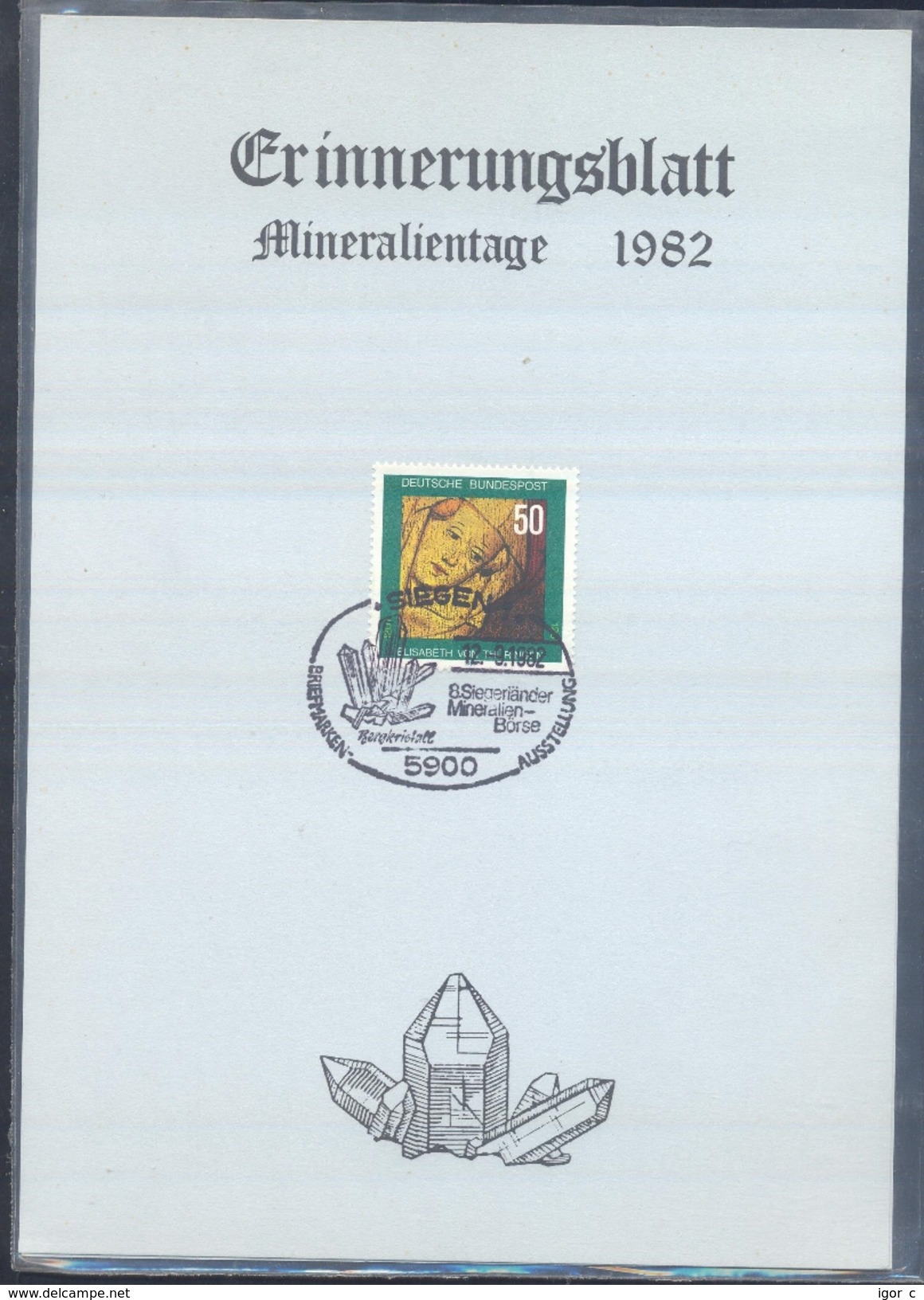 Germany 1982 Card Minerals Mineraux Bergbau Mines Mineralogy Mining Bergkristall; Mineralien Börse Siegen - Sonstige & Ohne Zuordnung