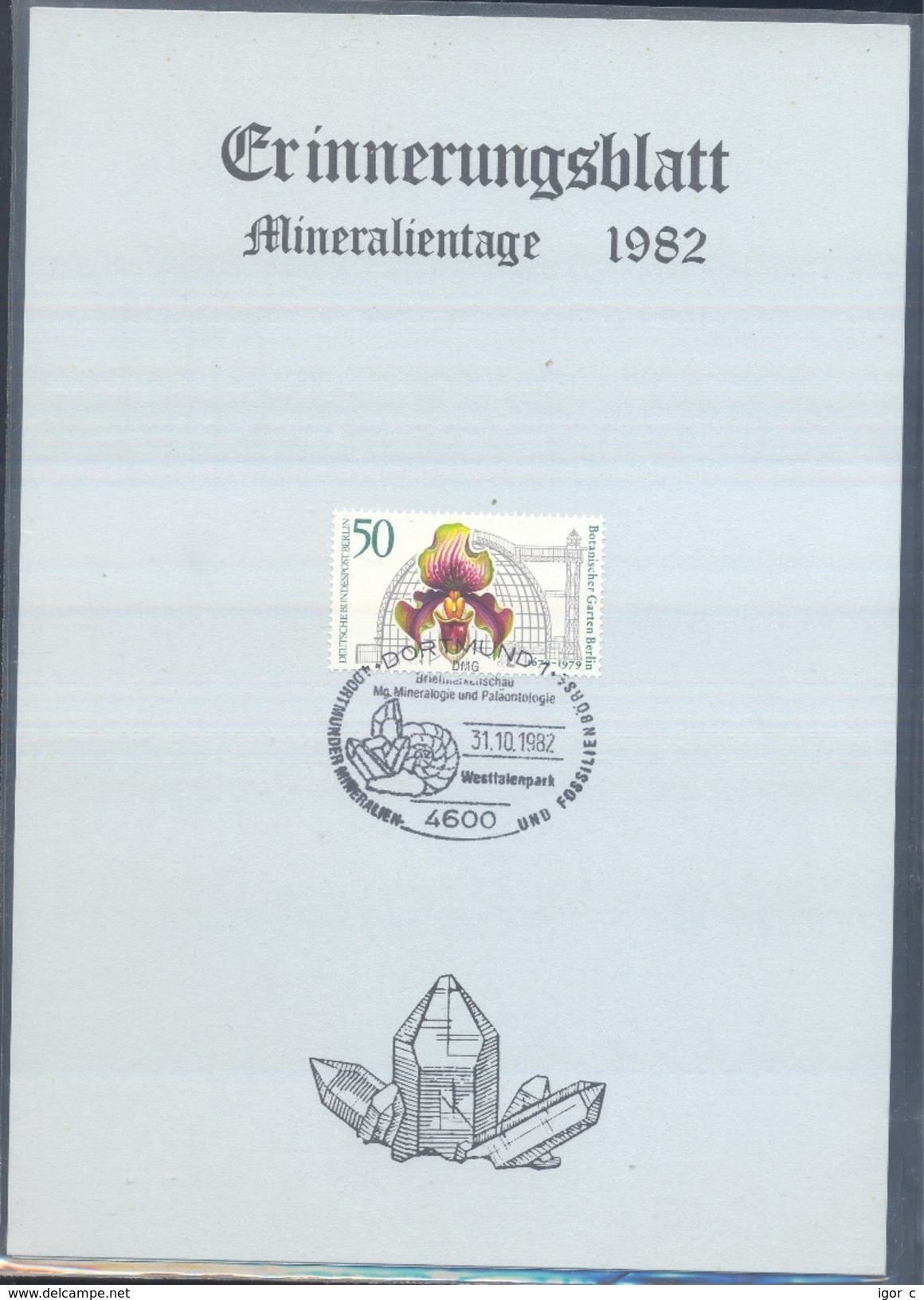 Germany 1982 Card Minerals Mineraux Bergbau Mines Mineralogy Mining; Orchids Fossilen Borse Dortmund Fosil Fossil - Sonstige & Ohne Zuordnung