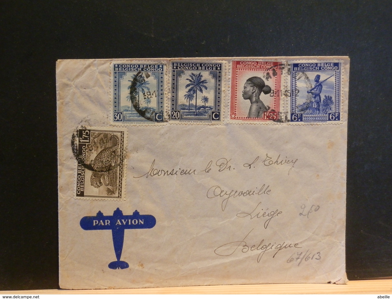 67/613   LETTRE POUR LA BELG. 1945 - Briefe U. Dokumente