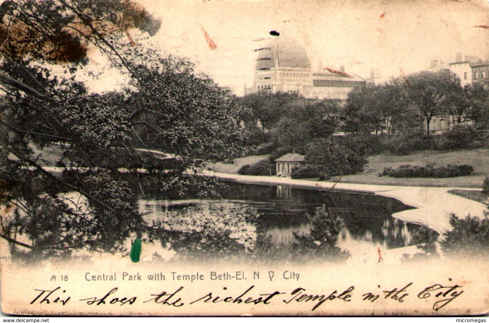 New York City - Central Park With Temple Beth-El - En L'état - Central Park