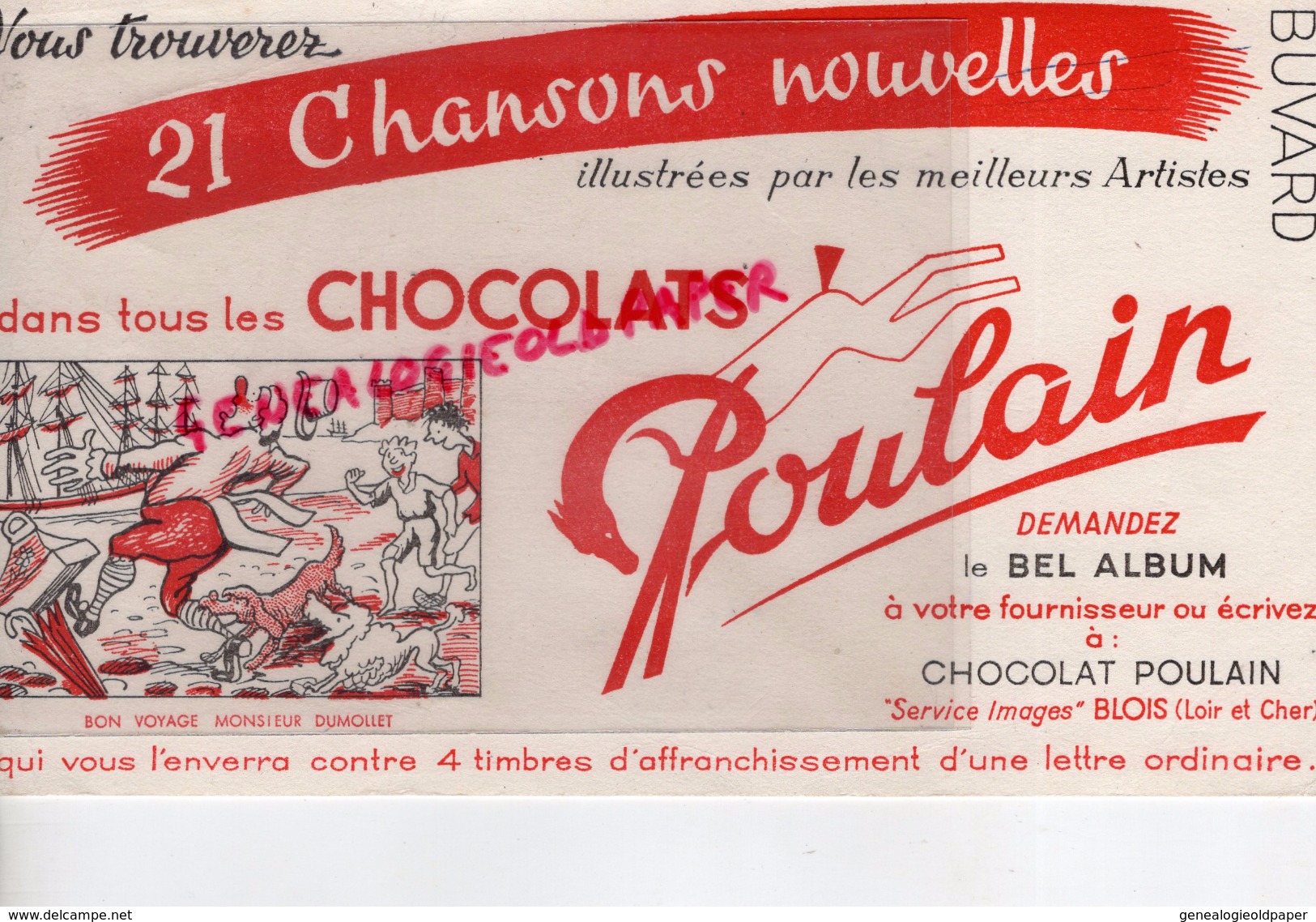 41 - BLOIS - BUVARD POULAIN CHOCOLAT - DEMANDEZ LE BEL ALBUM A VOTRE FOURNISSEUR- CHOCOLATERIE- M. DUMOLLET - Chocolade En Cacao