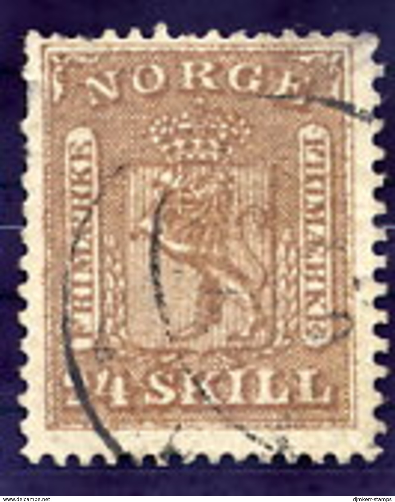 NORWAY 1863 Arms 24 Sk. Used.  Michel 10 - Usati