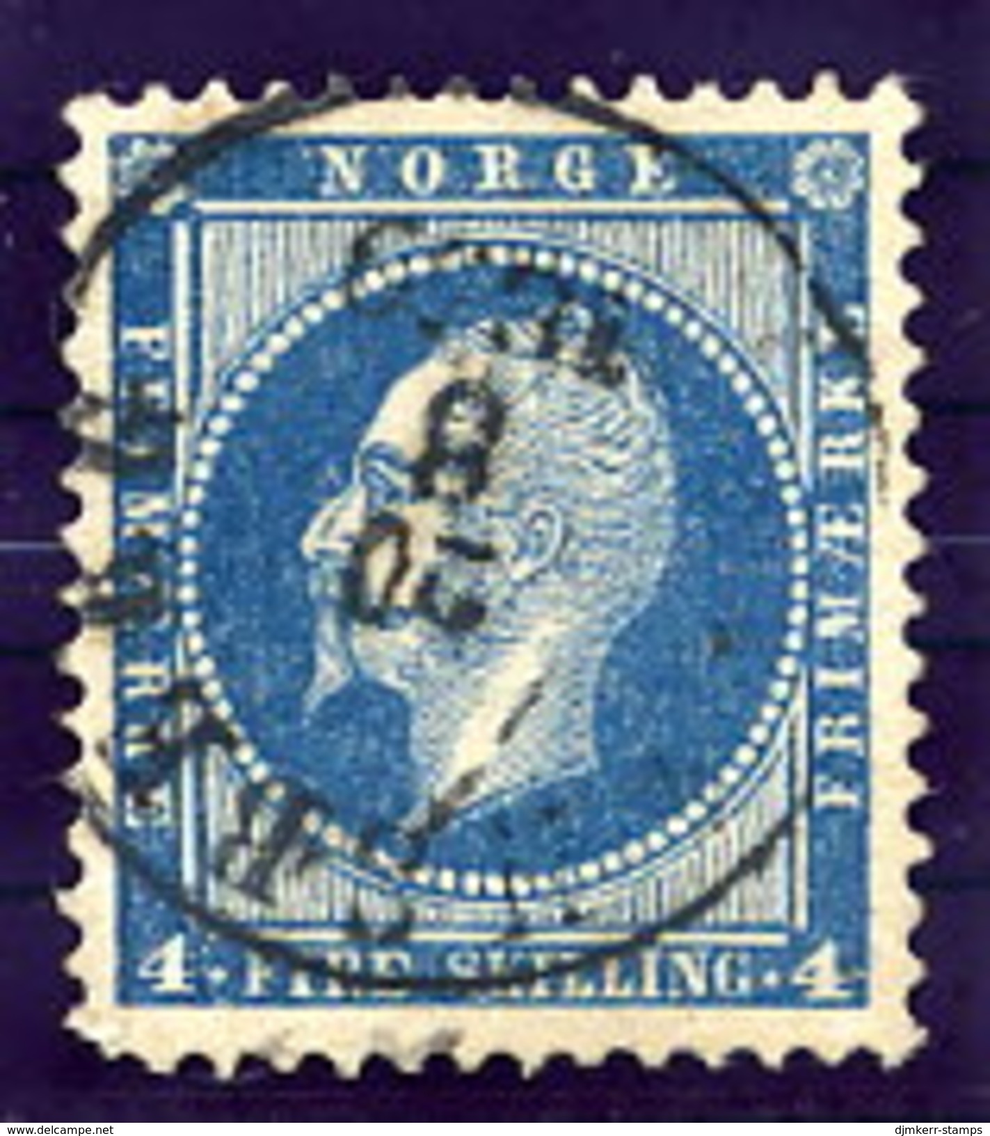 NORWAY 1856 King Oskar 4 Sk. Used.  Michel 4 - Used Stamps