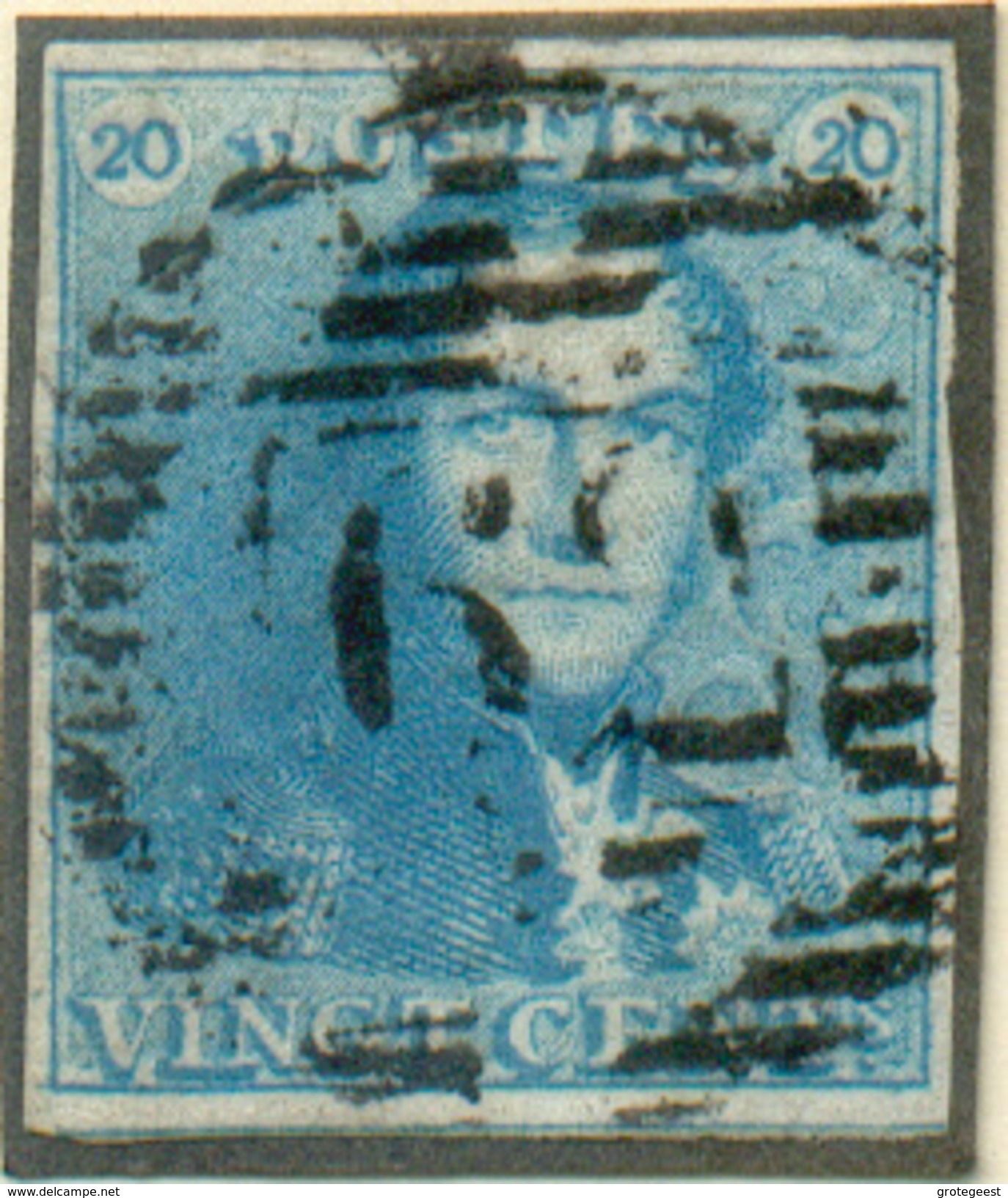 N°2 - Epaulette 20 Centimes Bleue, TB Margée, Obl  P.62 HUY Centrale Et Droite.  Superbe - 11715 - 1849 Epauletten