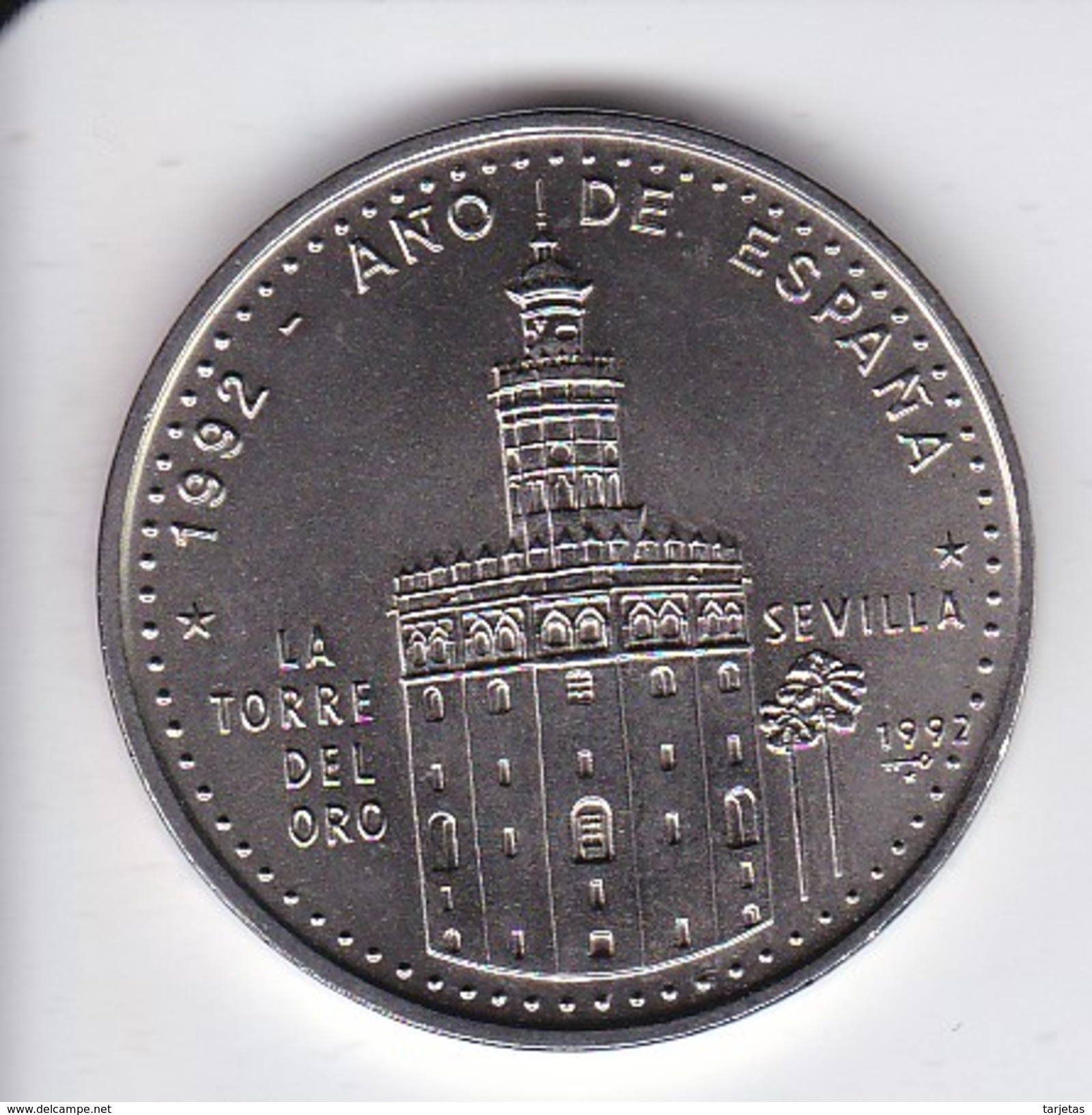 MONEDA DE CUBA DE 1 PESO DEL AÑO 1992 DE LA TORRE DEL ORO DE SEVILLA - AÑO DE ESPAÑA (COIN) SIN CIRCULAR-UNCIRCULATED - Cuba