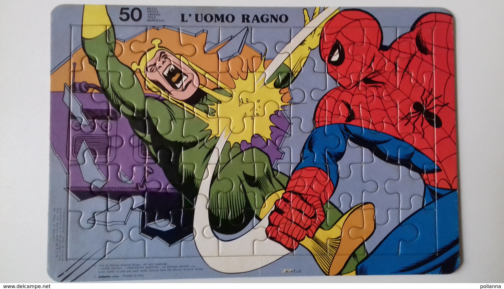 M#0T34 PUZZLE 50 PZ FANTASTICI QUATTRO - SPIDERMAN UOMO RAGNO Marvel Malipiero 1978 - Spider Man