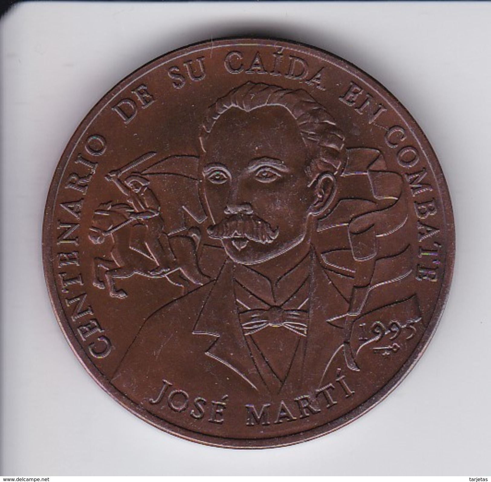 MONEDA DE CUBA DE 1 PESO DEL AÑO 1995 DE JOSE MARTI CENTENARIO DE SU MUERTE (COBRE PATINADO) SIN CIRCULAR-UNCIRCULATED - Cuba