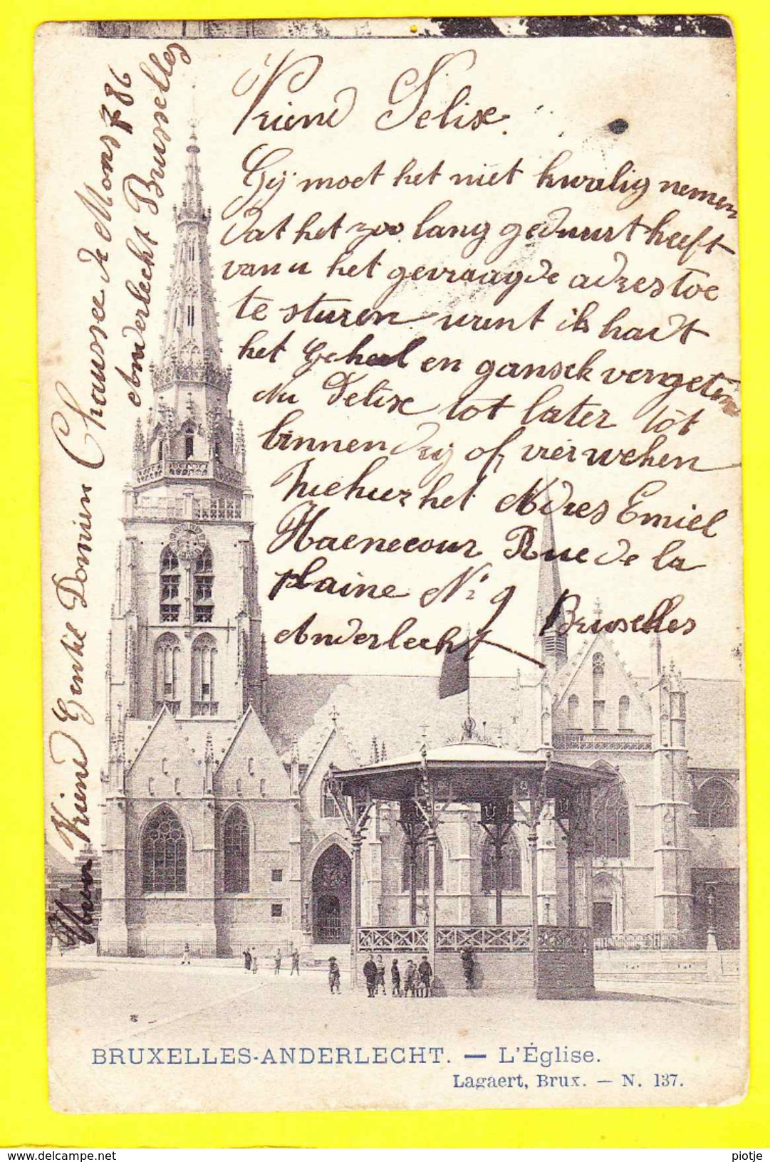 * Anderlecht (Brussel - Bruxelles) * (Lagaert, Nr 137) église, Kerk, Church, Kirche, Kiosk, Kiosque, Animée, Rare, TOP - Anderlecht