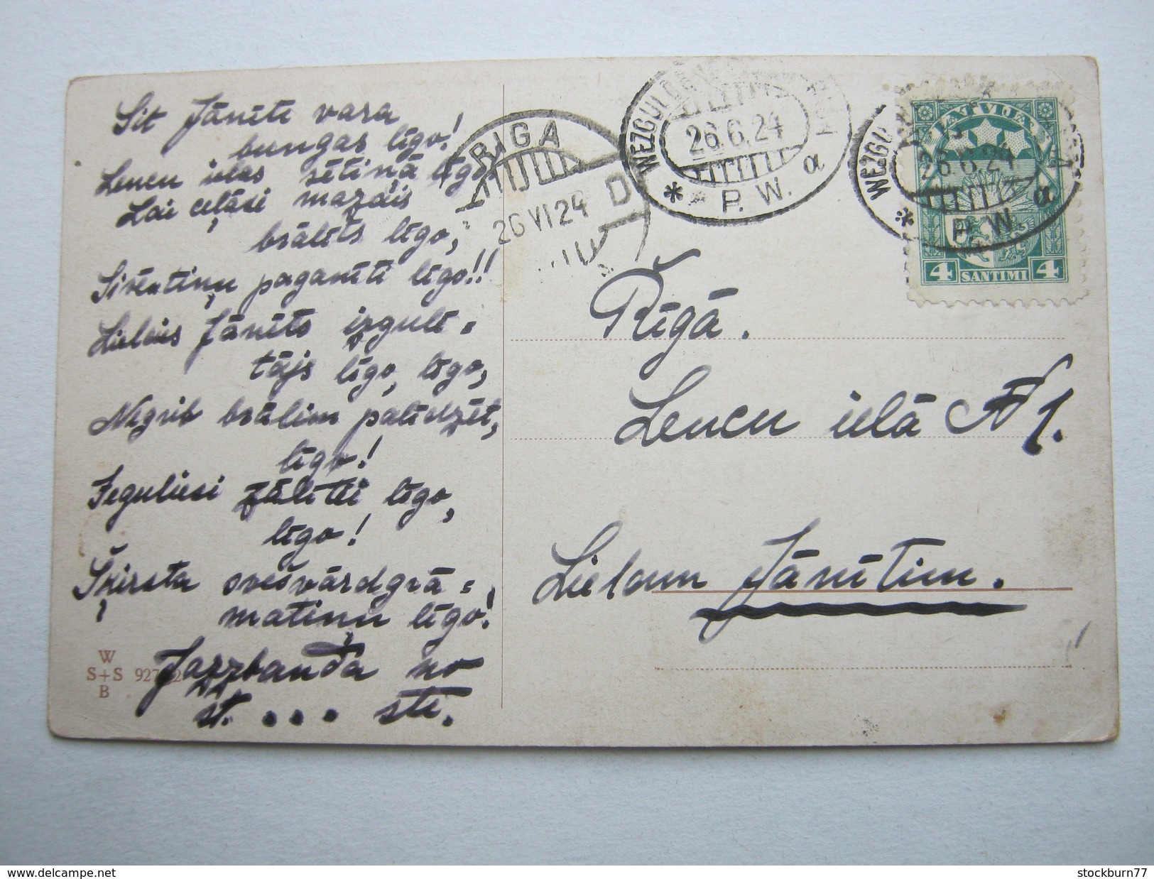 1924 , Bahnpost Stempel Auf Postkarte - Lettland