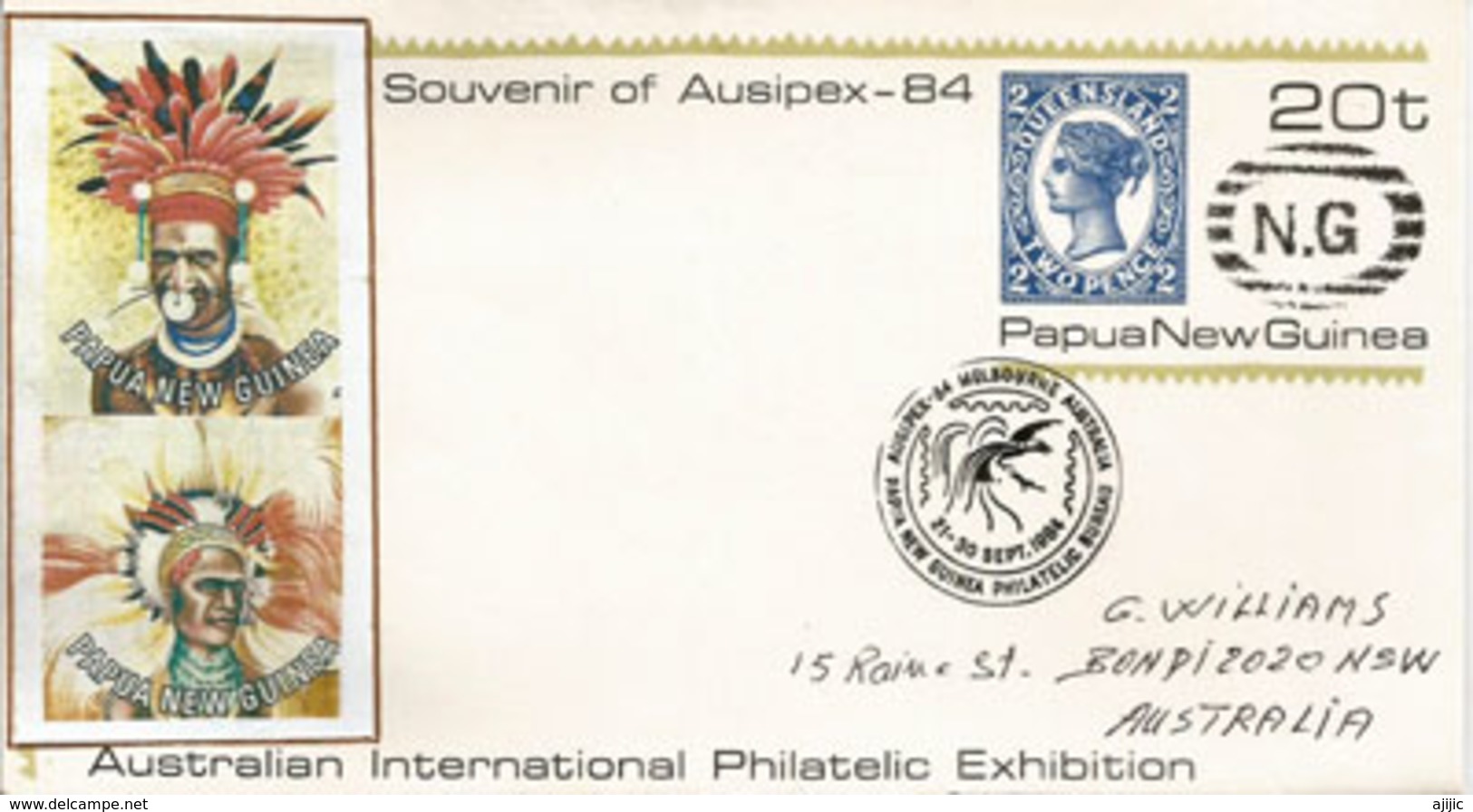 Queensland 2 Pence Papua New Guinea (entier Postal) De PAPOUASIE,adressé En Australie - Briefmarken Auf Briefmarken