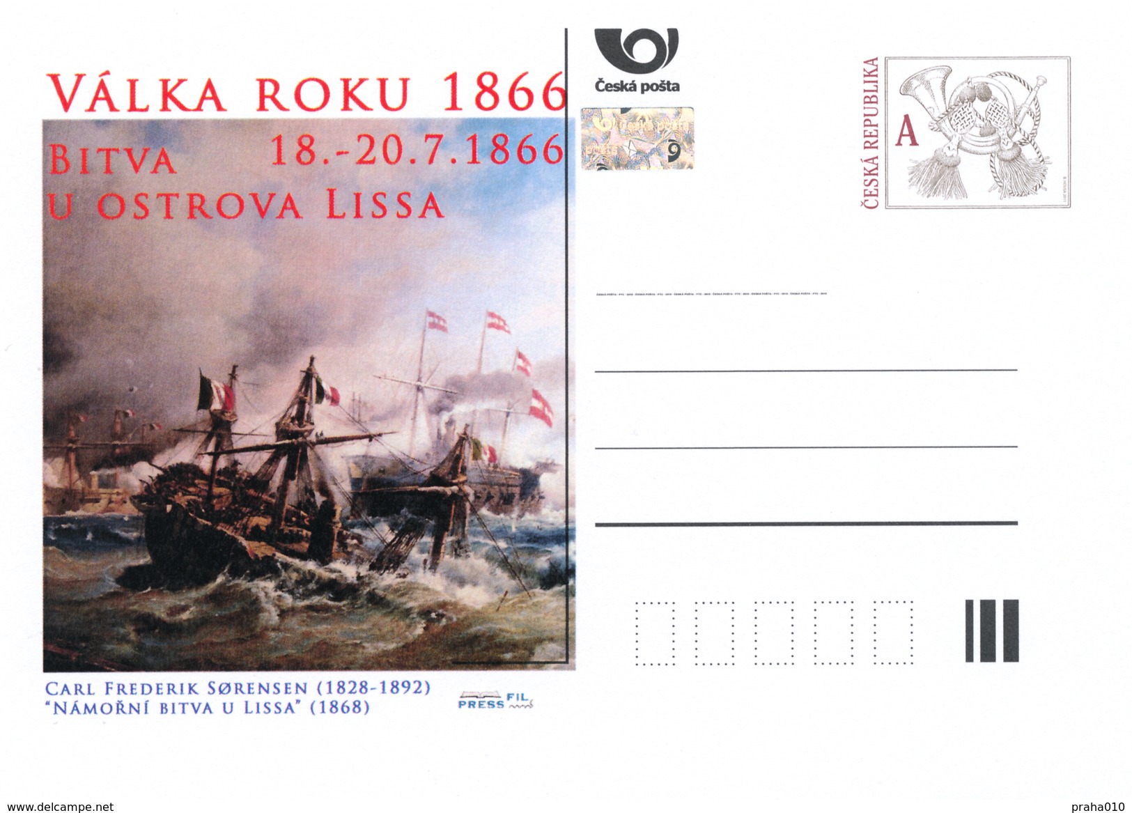 Czech Rep. / Postal Stat. (Pre2016/29) War Of 1866 (6) Battle Of The Island Lissa - Painter: Carl Sorensen (1828-1892) - Briefe