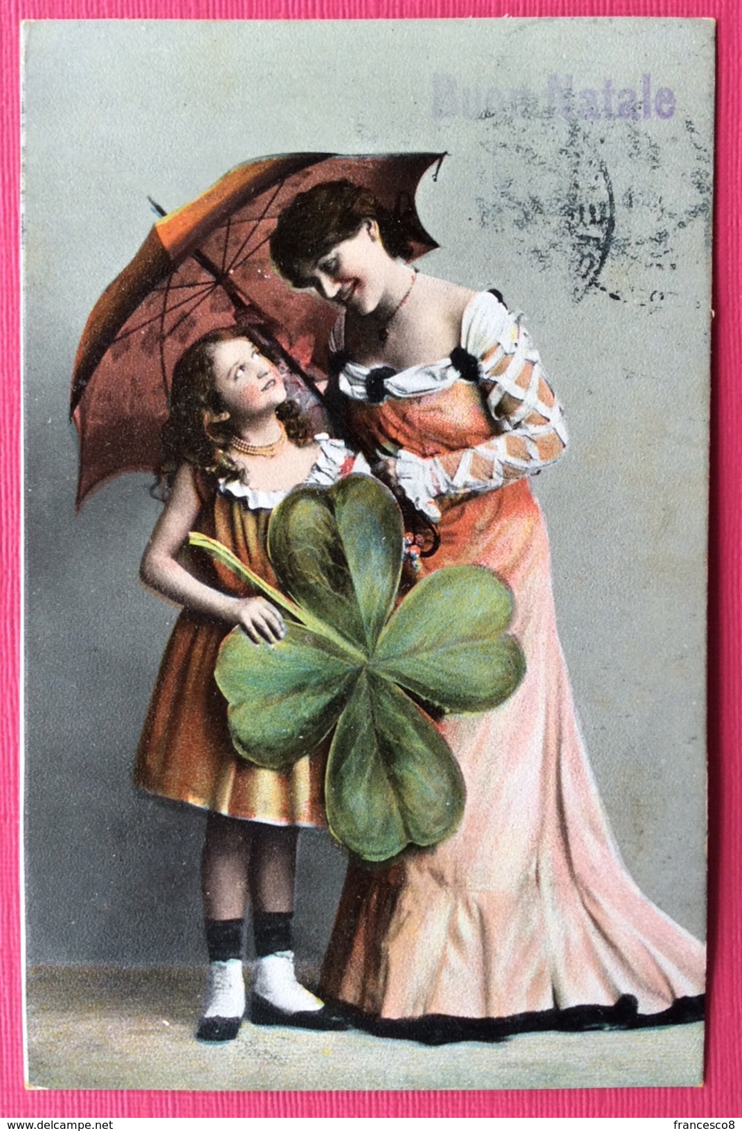 1908 BUON NATALE Quadrifoglio / Quatrefoil / Four Leaf Clover - Autres & Non Classés