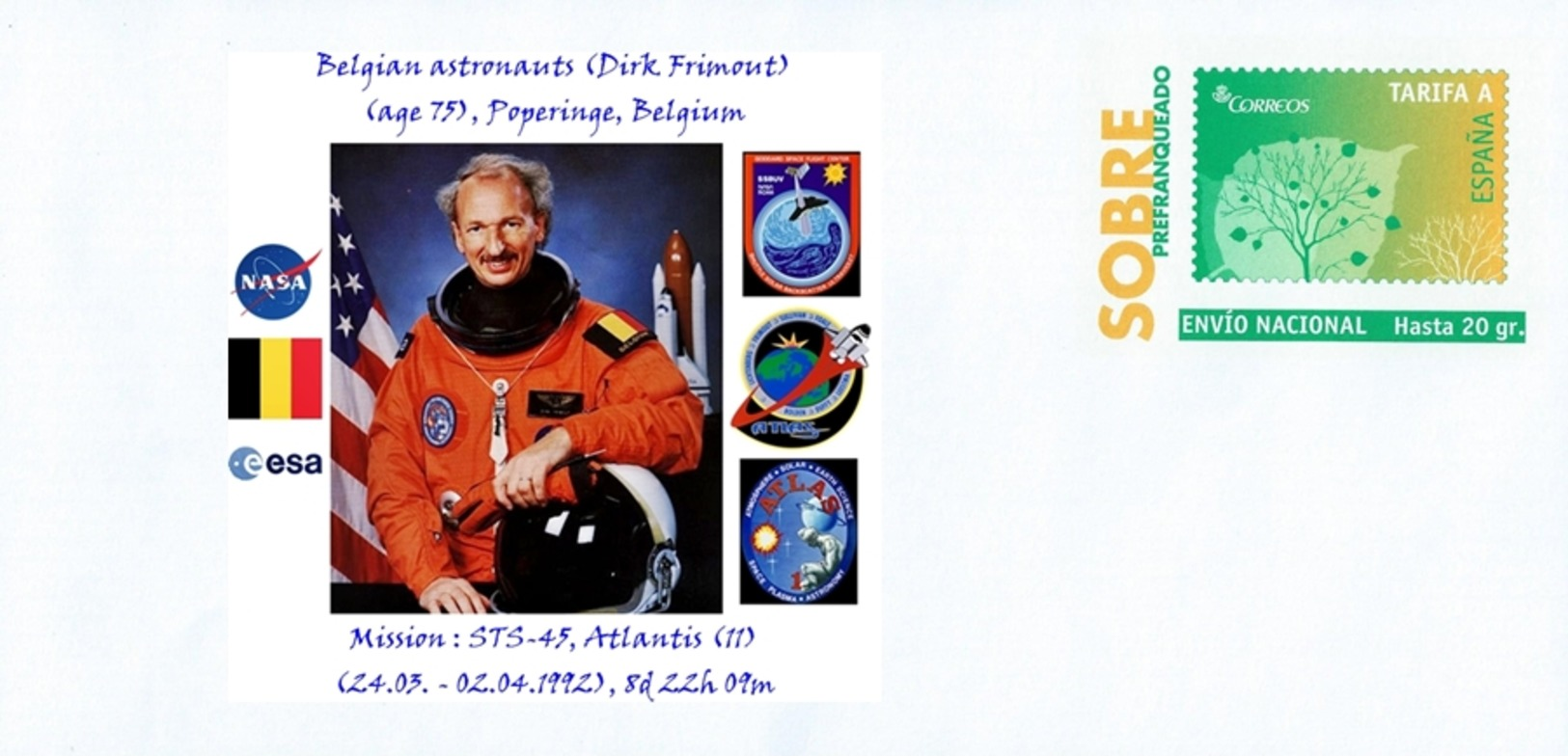 SPAIN, 2017  Belgian Astronauts (Dirk Frimout) (age 75), Poperinge, Belgium  Mission : STS-45, Atlantis (11) - Sonstige & Ohne Zuordnung