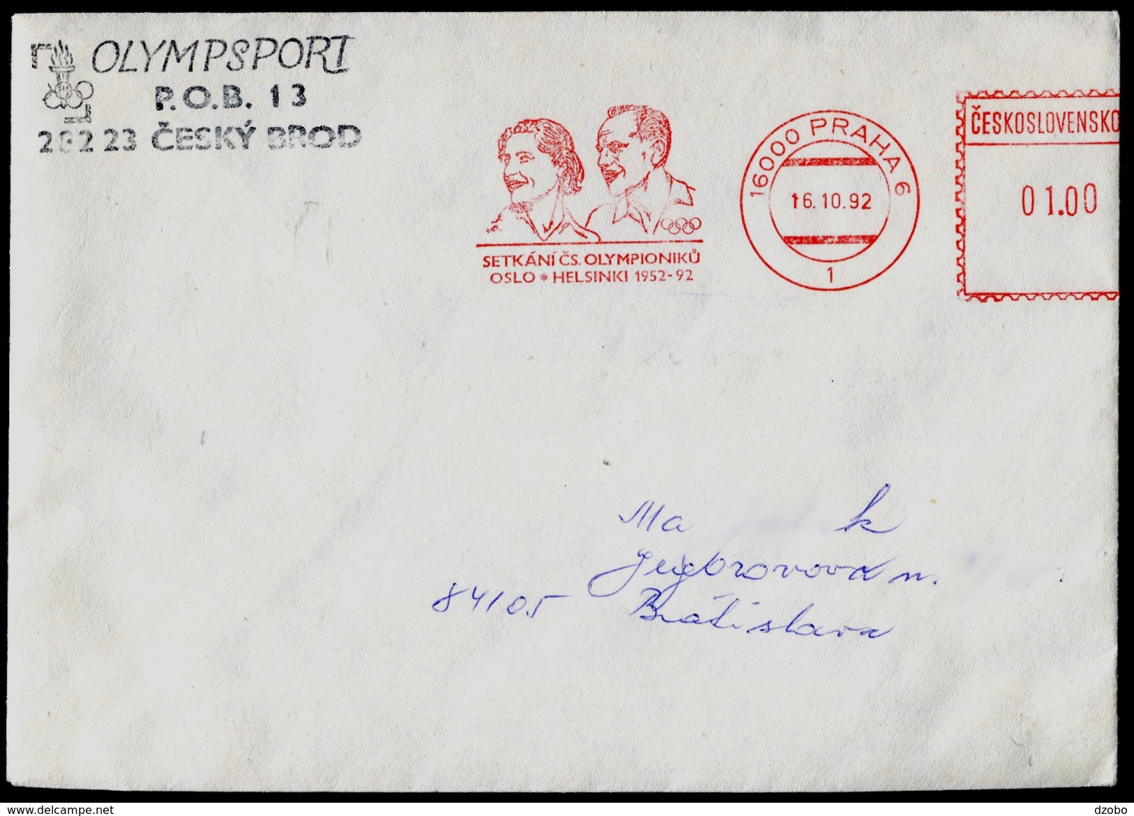 776-CZECHOSLOVAKIA Cover Czechoslovak The Olympians Oslo-Helsinki 1952-92 Dana And Emil Zatopek Olympic Winners 1992 - Sommer 1952: Helsinki