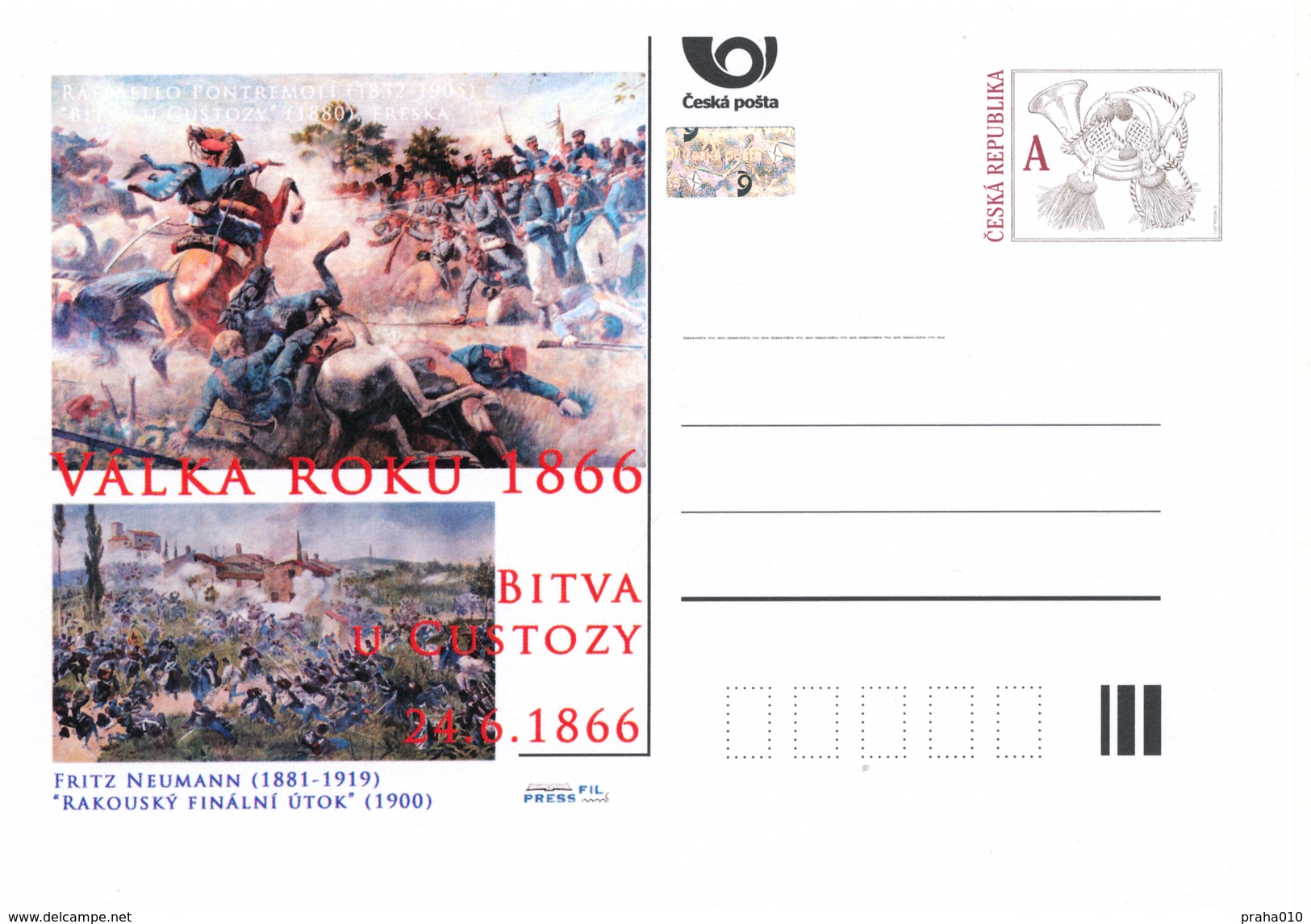 Czech Rep. / Postal Stat. (Pre2016/97) War Of 1866 (6 Pcs.) - Battle Of Custoza, Nachod, Königgrätz (3), Lissa - Sonstige & Ohne Zuordnung