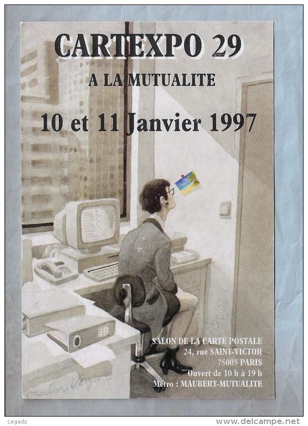 Carte Salon -  (Veyron) - Carexpo 29 - A La Mutualité - 10 Et 11 Janvier 1997 - Bourses & Salons De Collections