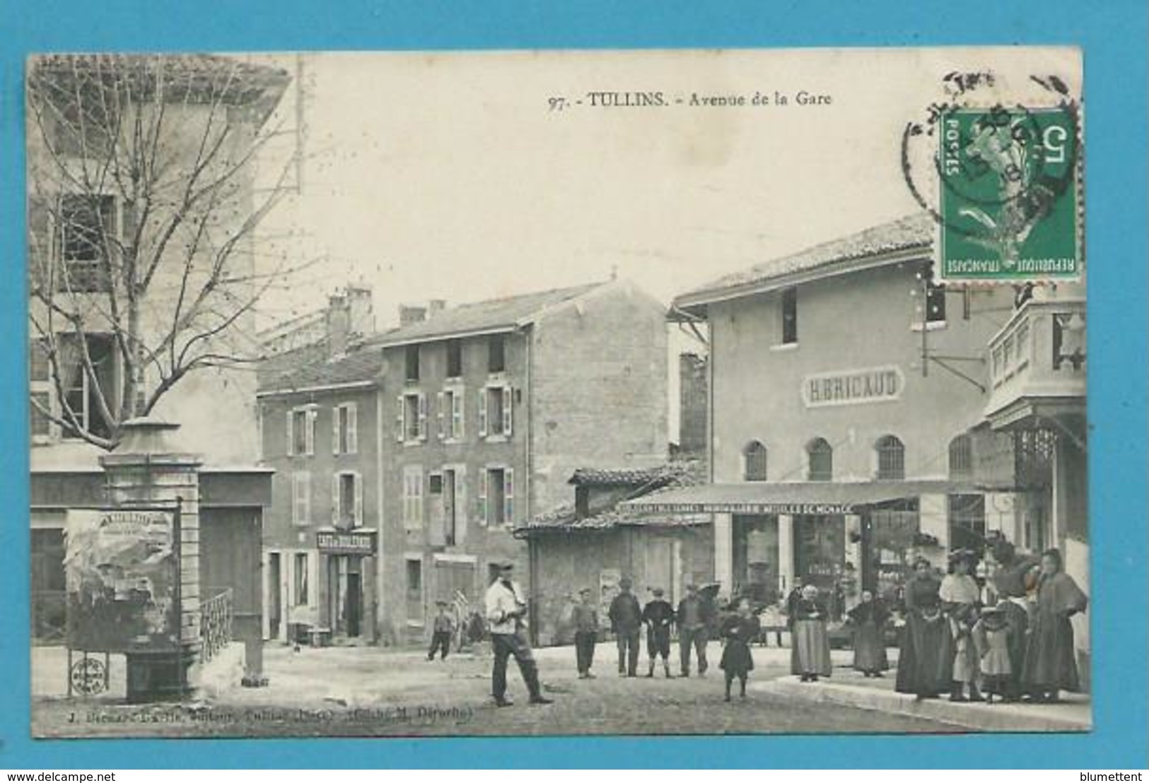 CPA 97 Commerce H. BRICAUD Avenue De La Gare TULLINS 38 - Tullins