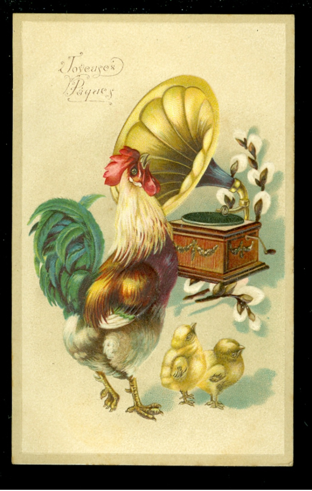 Pâques  Pasen  Hen  Coq  Poule Kip  - Gaufrée  Reliëf - Gramophone  Phonograph  Gramafoon  Phonographe - Pasen