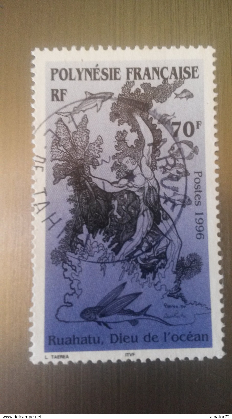 &hearts; Polynésie YT  N°517 - 7 Ième Festival Des Arts Du Pacifique Kuahatu Dieu De L Océan - 1996 - Oblitéré - Oblitérés